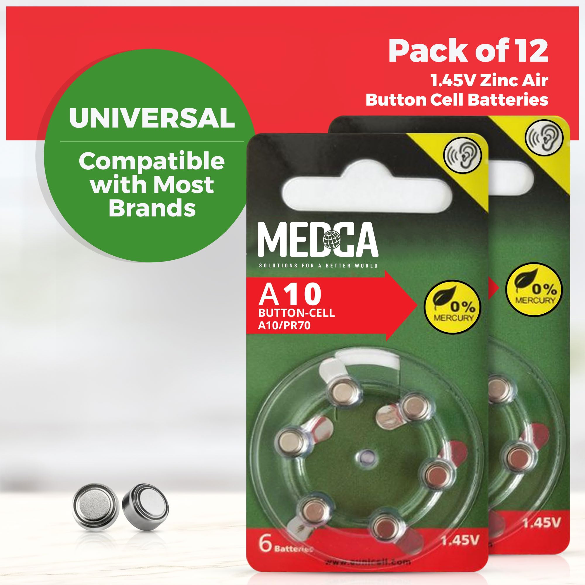 Foto 5 pulgar | Pilas Para Audífonos Medca A10, 1,45 V, Zinc Y Aire, Paquete De 12 - Venta Internacional.