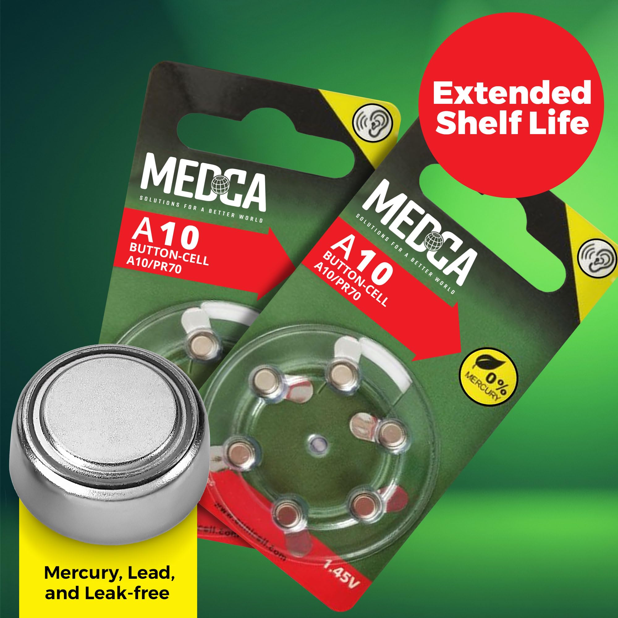 Foto 5 | Pilas Para Audífonos Medca A10, 1,45 V, Zinc Y Aire, Paquete De 12 - Venta Internacional.