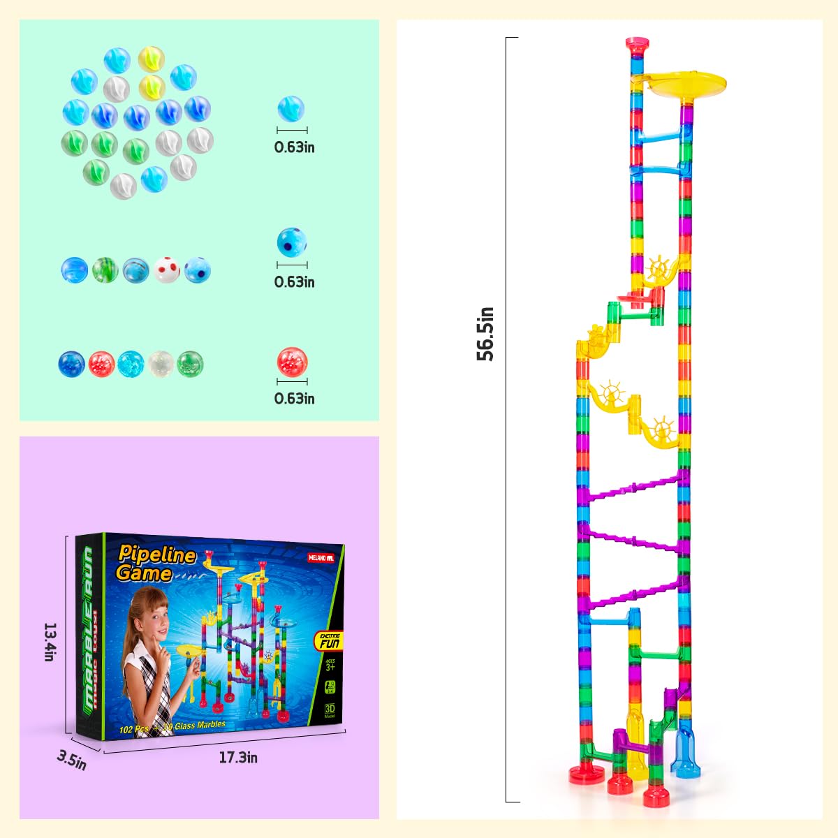 Foto 6 | Juguete De Construcción Marble Run Meland Marble Maze De 132 Piezas Para Mayores De 3 Años - Venta Internacional.