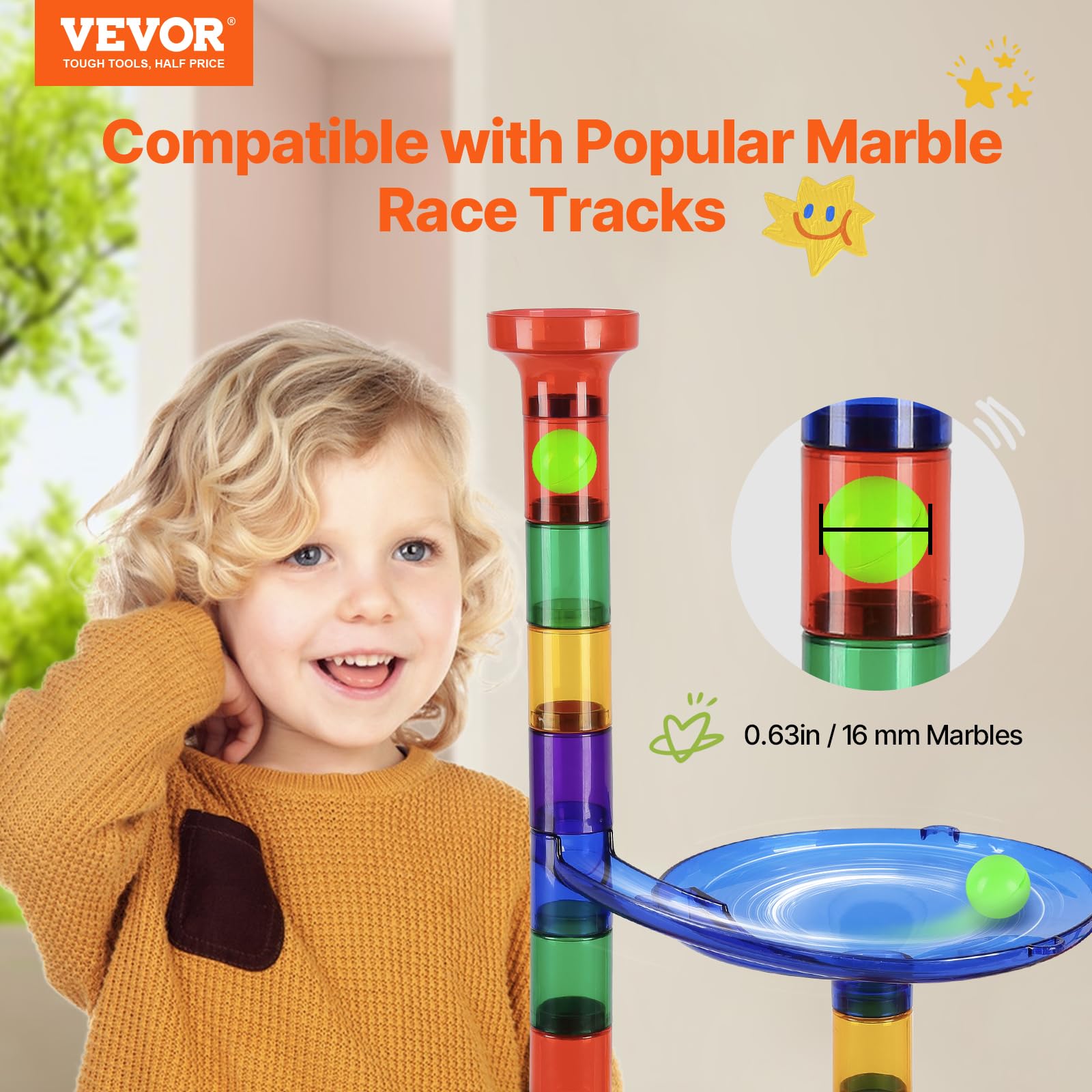 Foto 3 pulgar | Set Marble Run Vevor De 110 Piezas Con 10 Canicas Brillantes Y 20 Vasos - Venta Internacional.