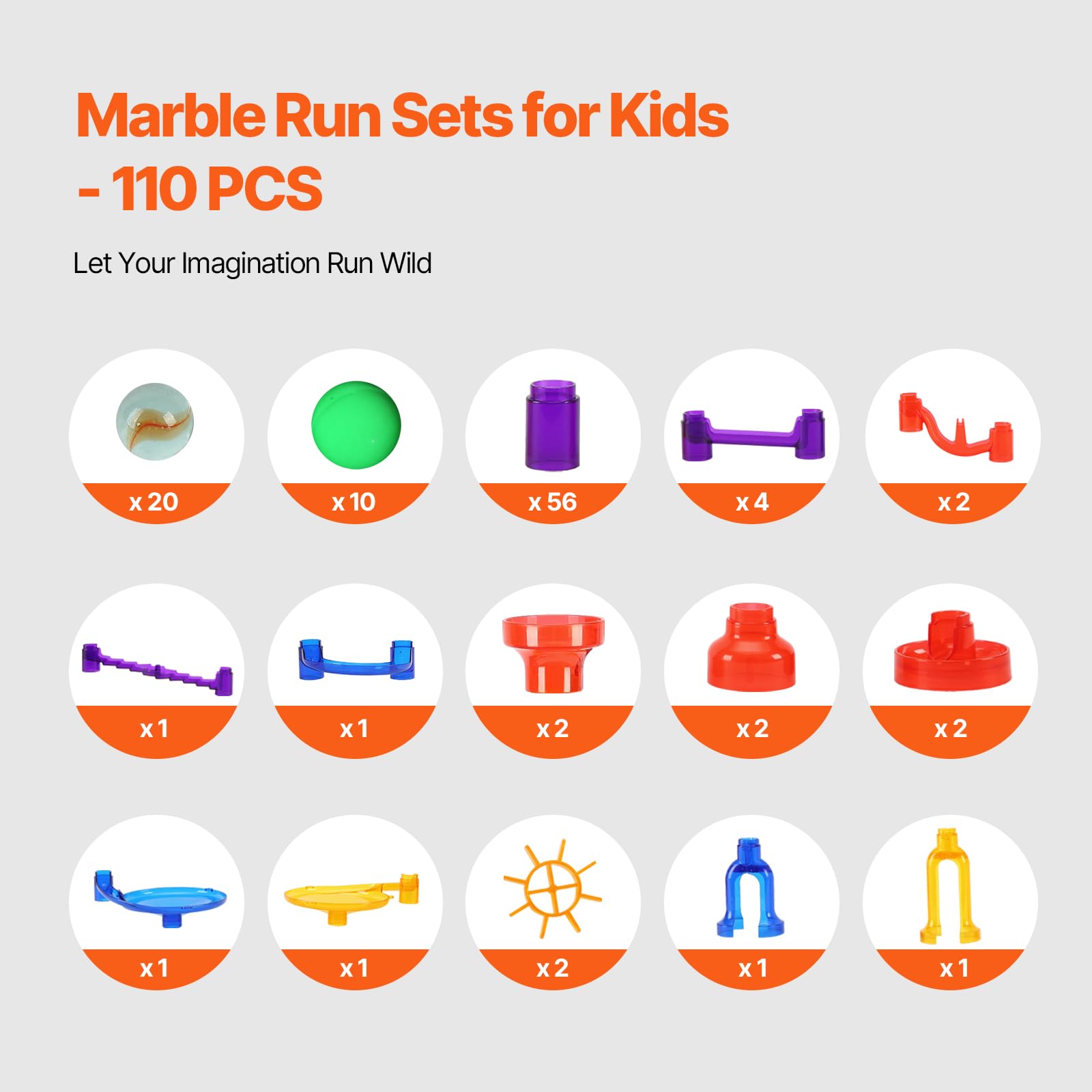 Foto 6 pulgar | Set Marble Run Vevor De 110 Piezas Con 10 Canicas Brillantes Y 20 Vasos - Venta Internacional.
