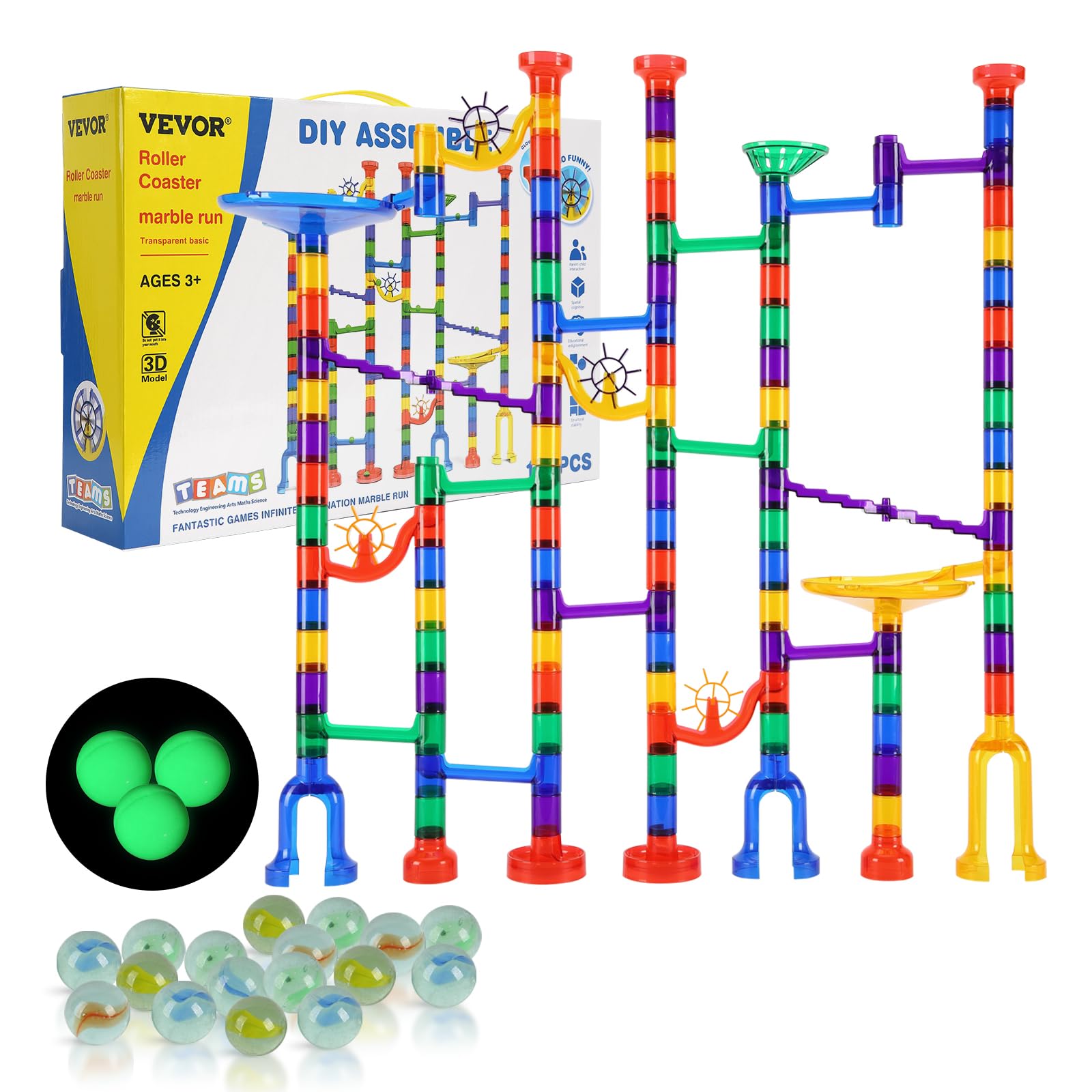 Foto 2 pulgar | Set Marble Run Vevor De 150 Piezas Con 10 Canicas Brillantes De Más De 3 Años - Venta Internacional.