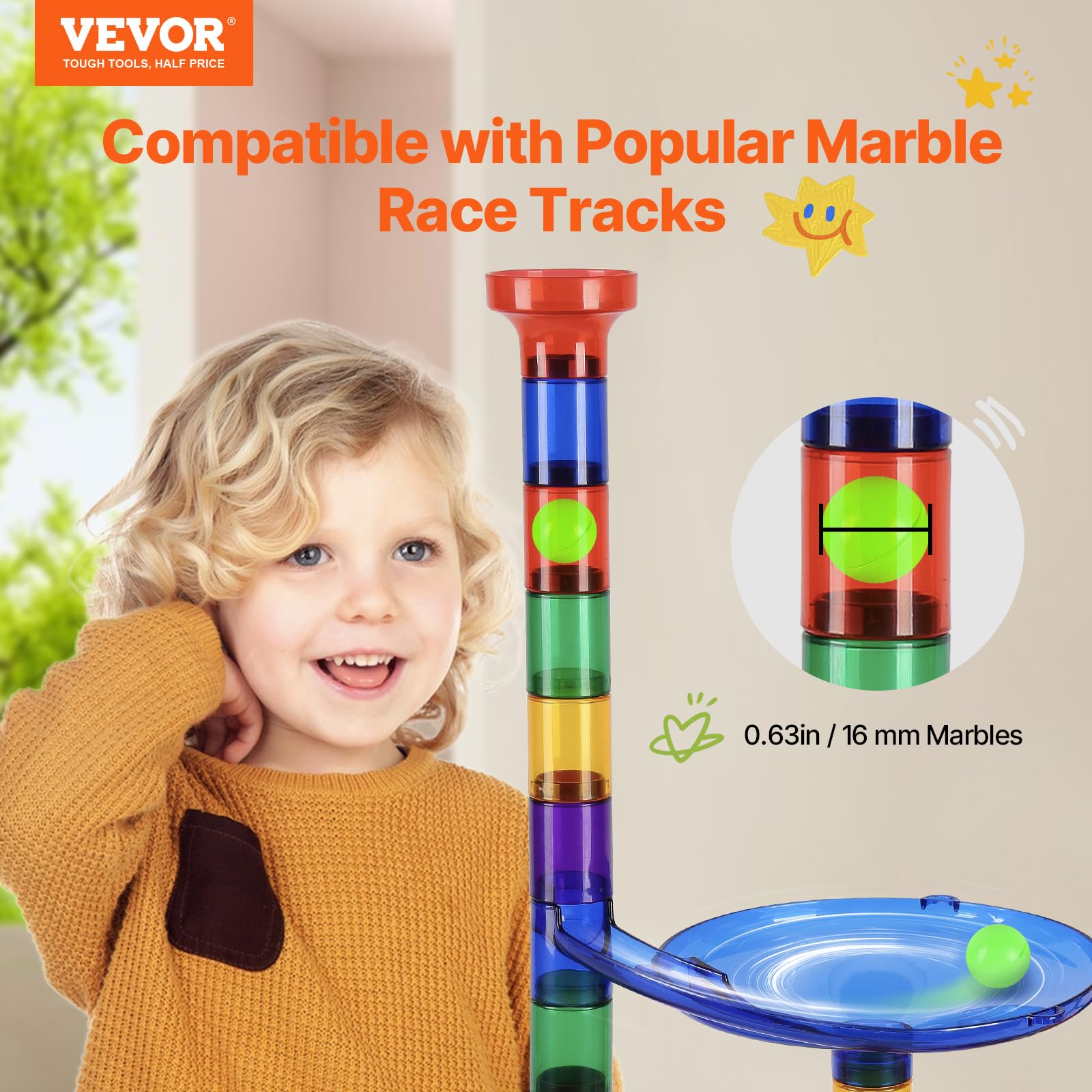 Foto 3 pulgar | Set Marble Run Vevor De 150 Piezas Con 10 Canicas Brillantes De Más De 3 Años - Venta Internacional.