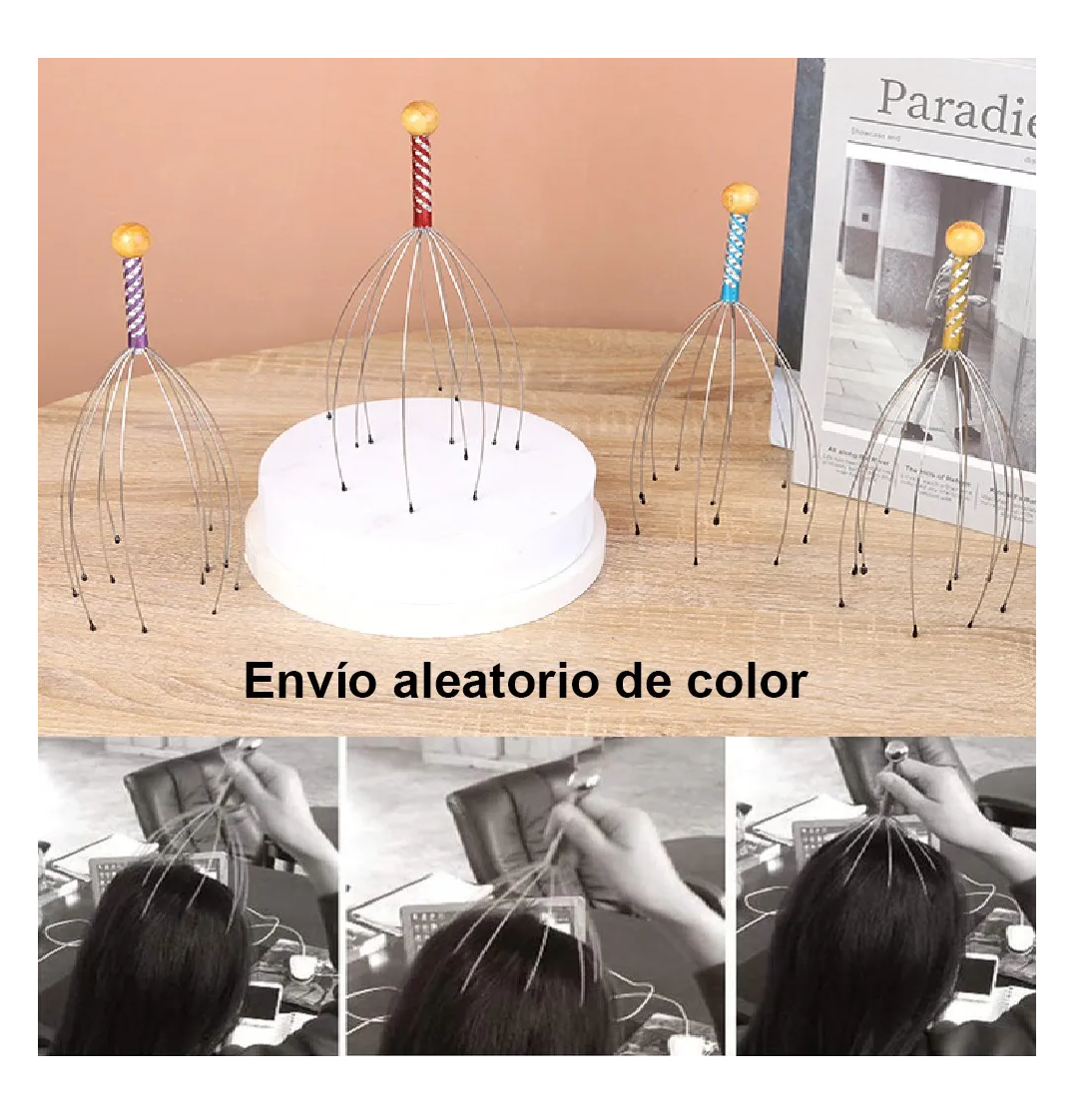 Foto 4 pulgar | 3 Rascar Espalda Extensible Rascador Y Cabeza Masaje Garras Negro Plata