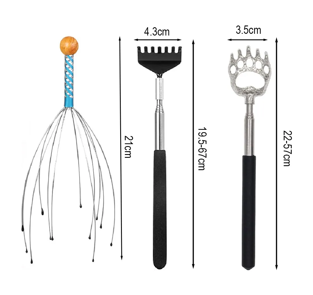 Foto 5 pulgar | 3 Rascar Espalda Extensible Rascador Y Cabeza Masaje Garras Negro Plata