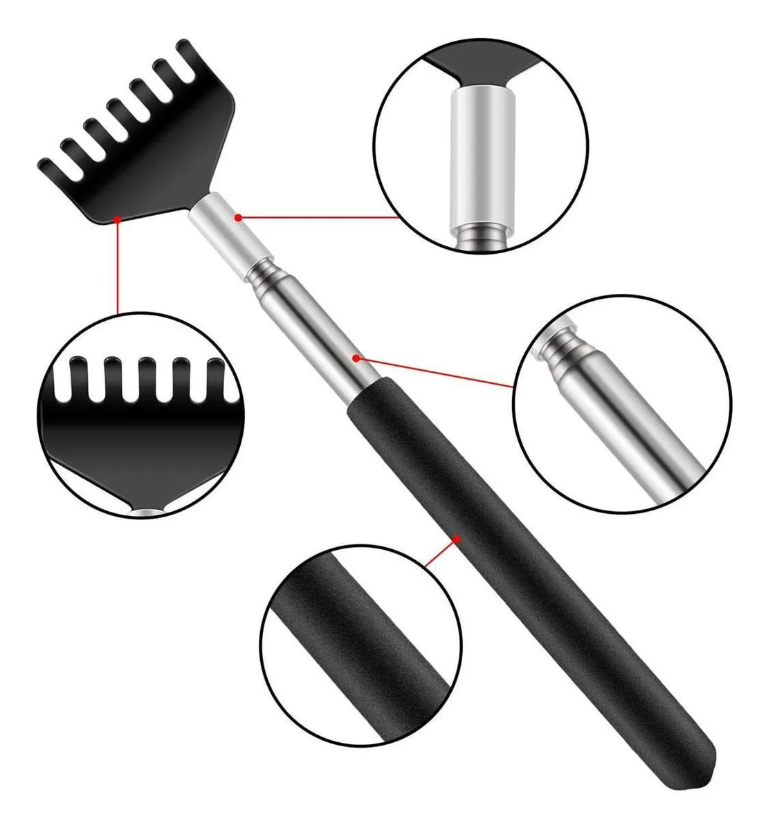 Foto 6 pulgar | 3 Rascar Espalda Extensible Rascador Y Cabeza Masaje Garras Negro Plata