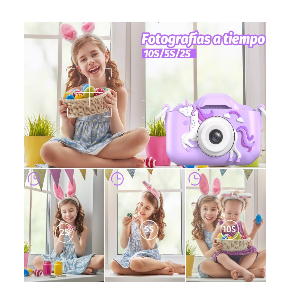 Foto 3 | Cámara Digital Lab.G HD Doble Lente 1080p 32GB Morado para Niños