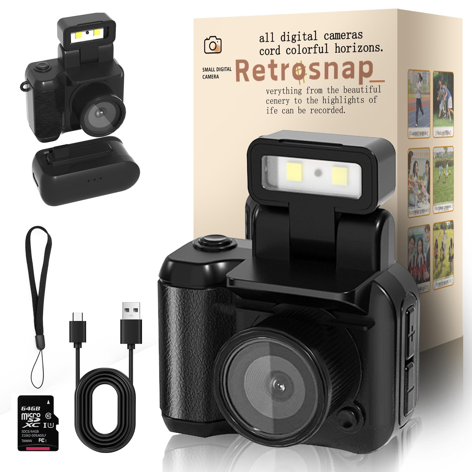 Cámara Digital Retrosnap Mini 1080p Hd De 32 Gb Con Base De Carga - Venta Internacional.