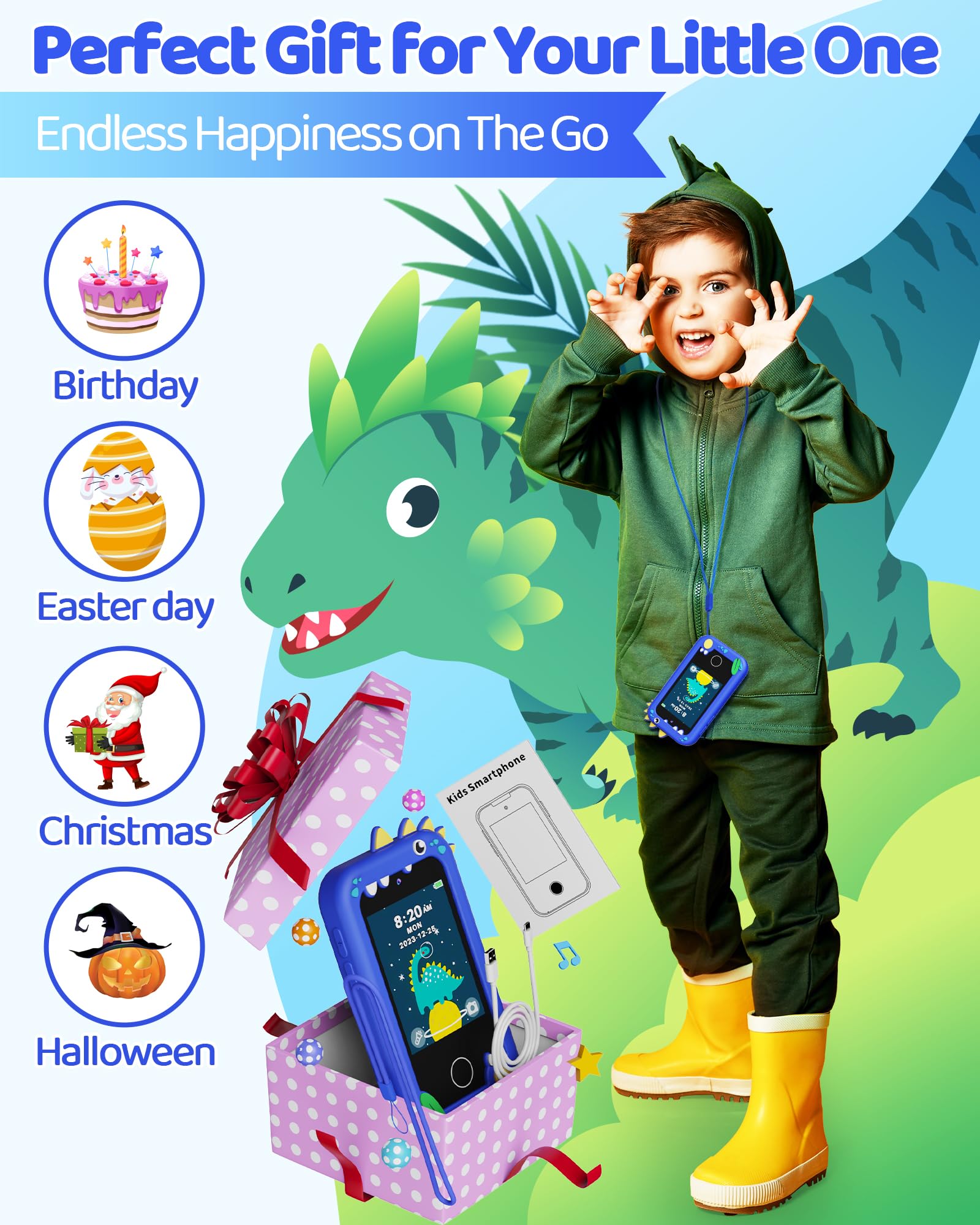Foto 8 pulgar | Teléfono Inteligente Para Niños Kokodi Con Pantalla Táctil Hd De Doble Cámara De 8 Gb - Venta Internacional.