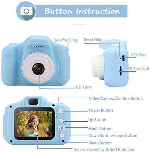 Foto 8 pulgar | Cámara Digital Para Niños Ashata 5mp 1080p 2.0'' Ips Con Pantalla A Color Azul - Venta Internacional.