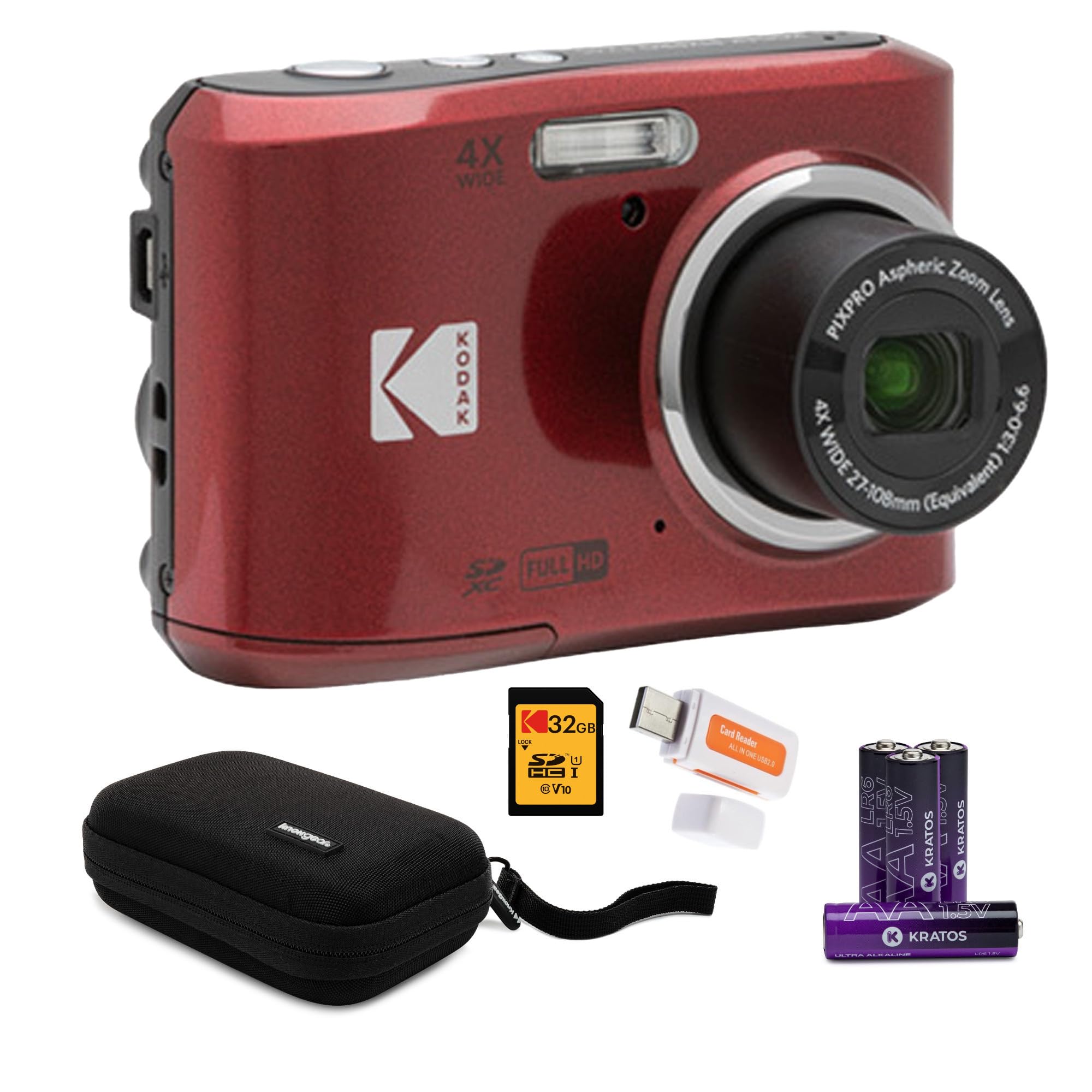 Cámara Digital Kodak Pixpro Fz45 Friendly Zoom Red Con Accesorios - Venta Internacional.