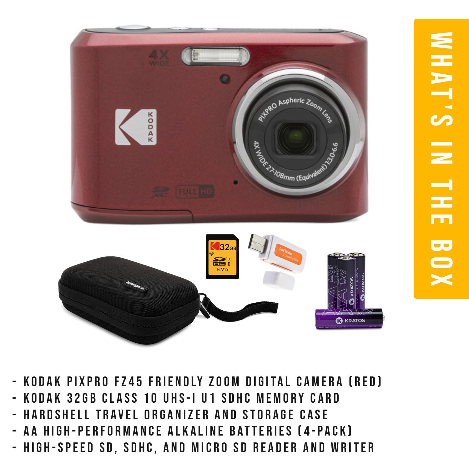 Foto 7 | Cámara Digital Kodak Pixpro Fz45 Friendly Zoom Red Con Accesorios - Venta Internacional.