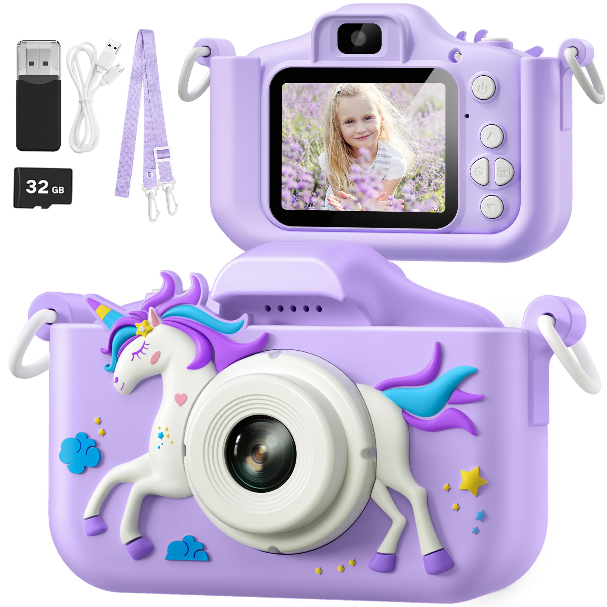 Foto 2 pulgar | Cámara Infantil Hometall Upgrade Unicorn 1080p Hd Con Tarjeta Sd De 32 Gb - Venta Internacional.