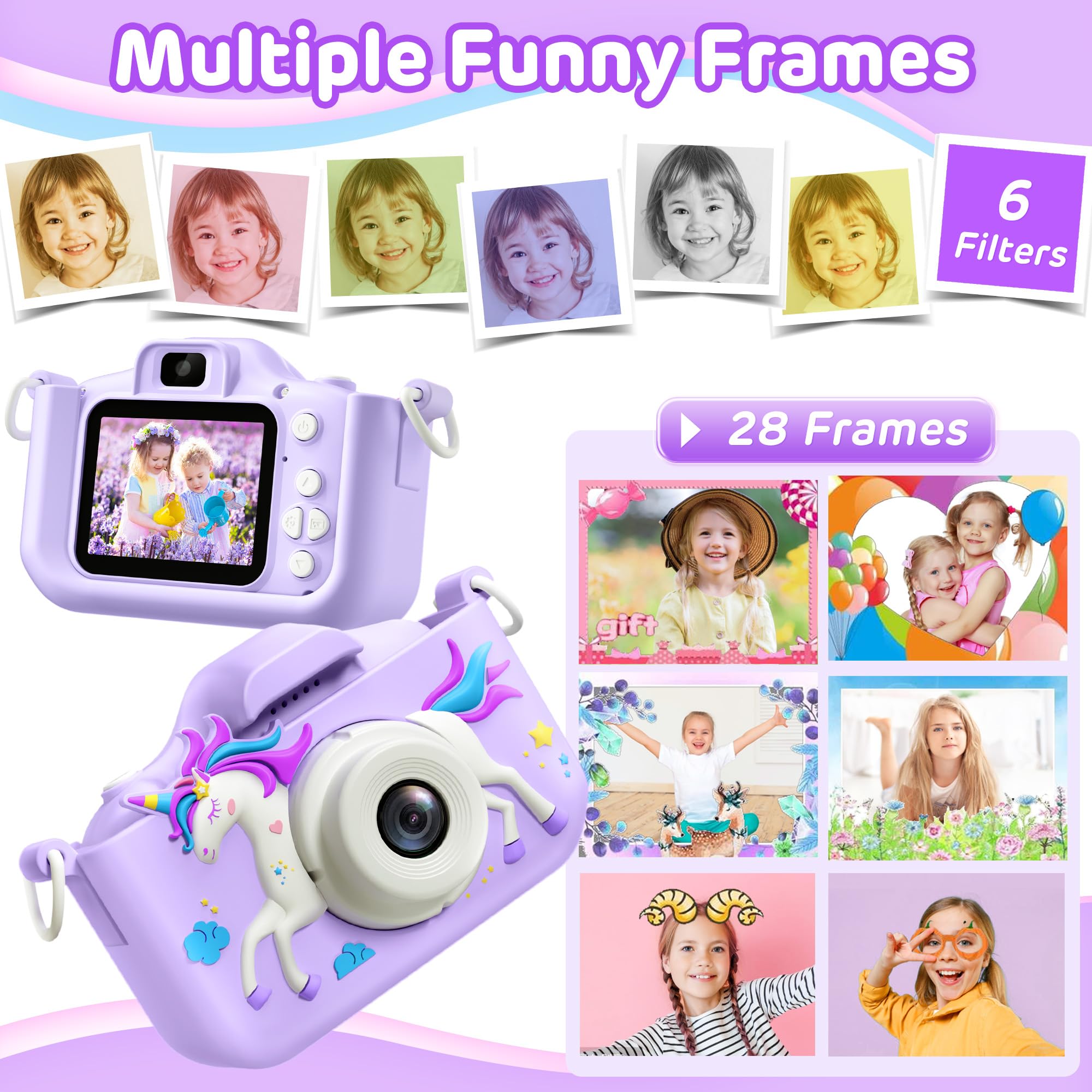 Foto 5 pulgar | Cámara Infantil Hometall Upgrade Unicorn 1080p Hd Con Tarjeta Sd De 32 Gb - Venta Internacional.