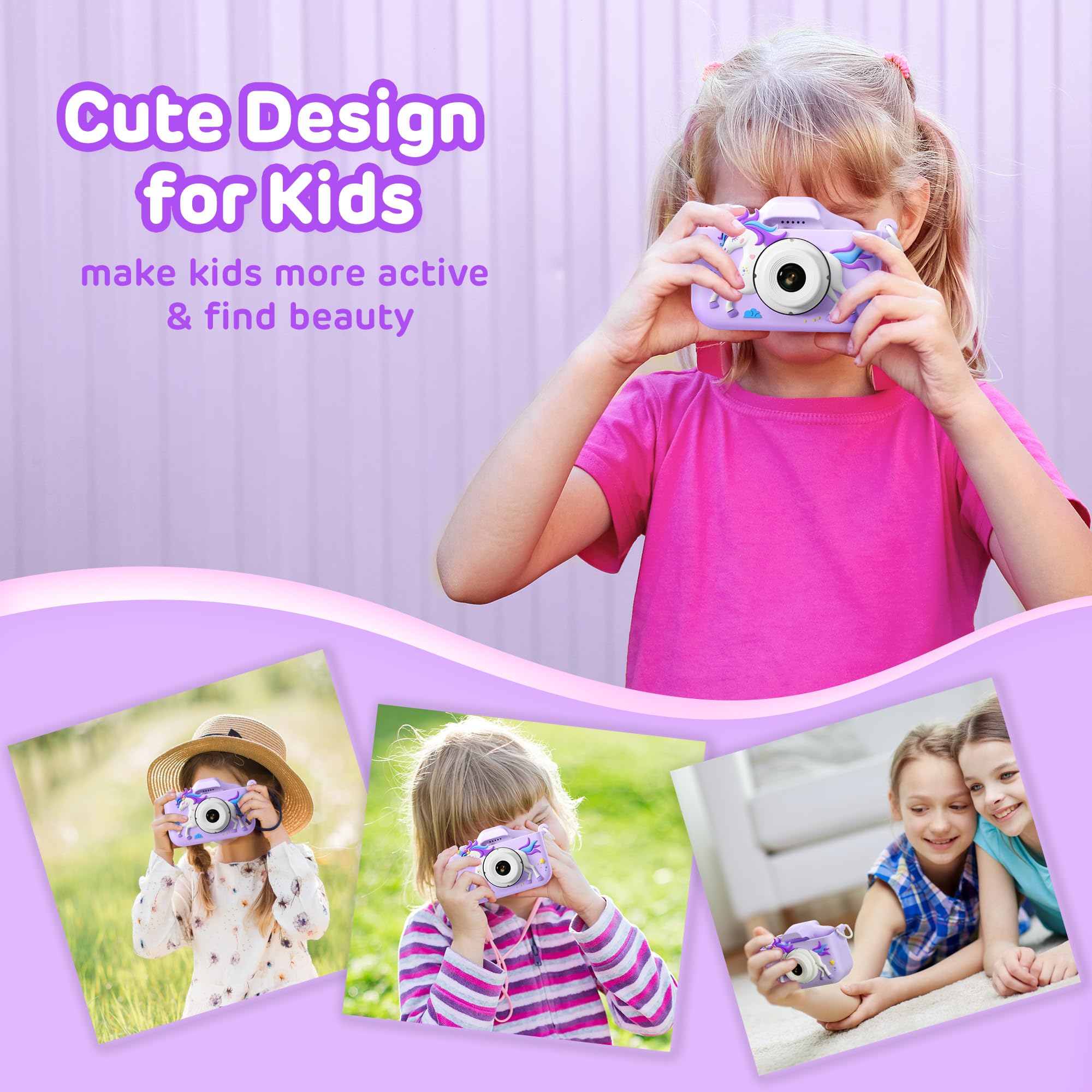 Foto 8 pulgar | Cámara Infantil Hometall Upgrade Unicorn 1080p Hd Con Tarjeta Sd De 32 Gb - Venta Internacional.