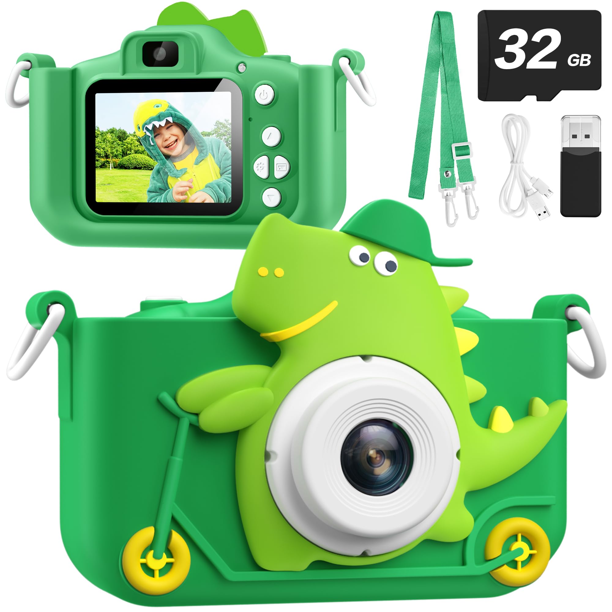 Foto 1 | Cámara Para Niños Hometall Dinosaur 1080p Hd Con Tarjeta Sd De 32 Gb, 3-12 Años - Venta Internacional.