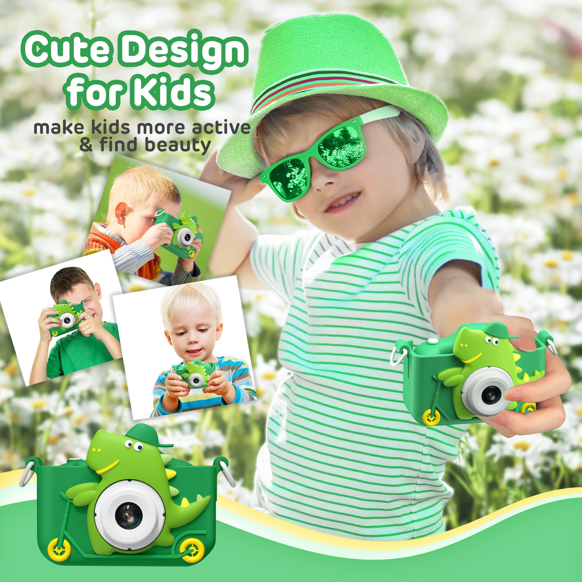 Foto 3 | Cámara Para Niños Hometall Dinosaur 1080p Hd Con Tarjeta Sd De 32 Gb, 3-12 Años - Venta Internacional.