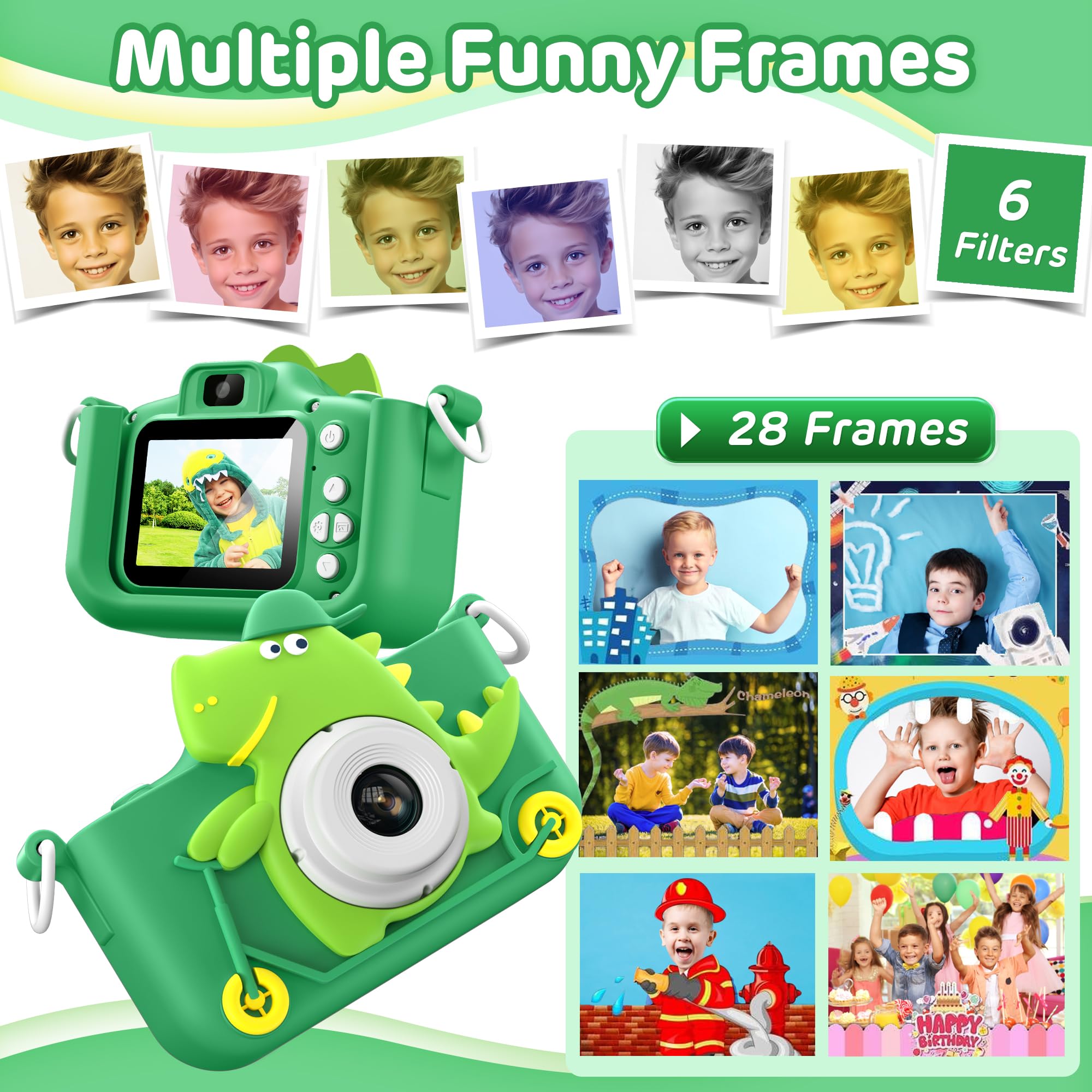 Foto 6 pulgar | Cámara Para Niños Hometall Dinosaur 1080p Hd Con Tarjeta Sd De 32 Gb, 3-12 Años - Venta Internacional.