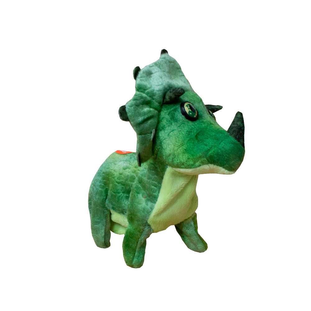 Dinosaurio de Peluche Importadora La Merced Triceraptors con Movimiento y Sonido color Verde