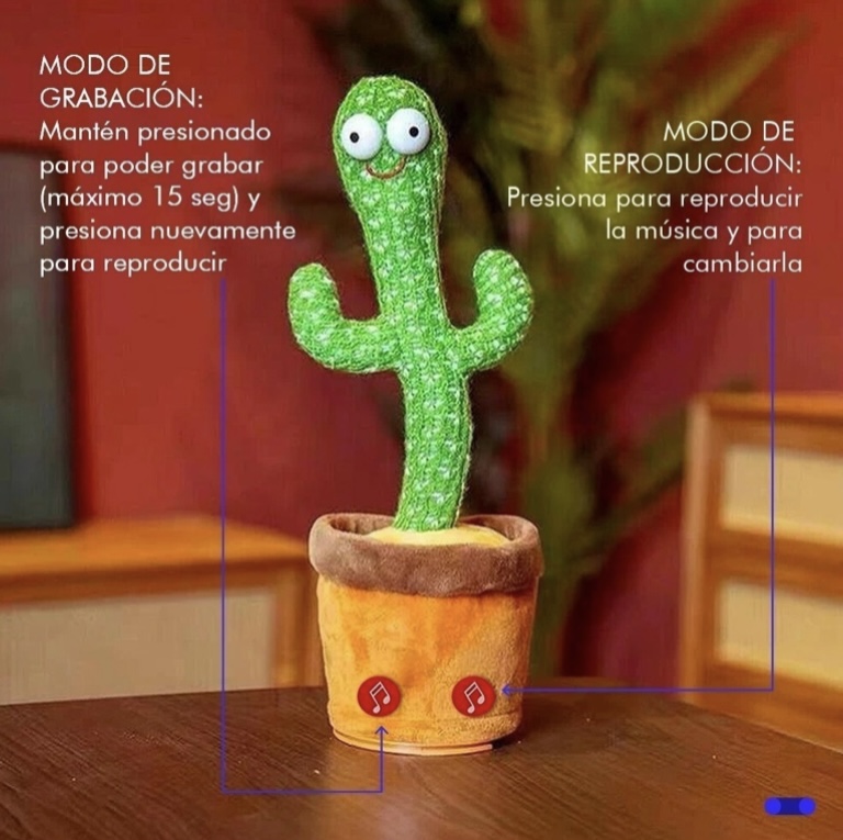 Foto 4 pulgar | Cactus Bailarín de Peluche Felpa Juguete para Niños Recargable