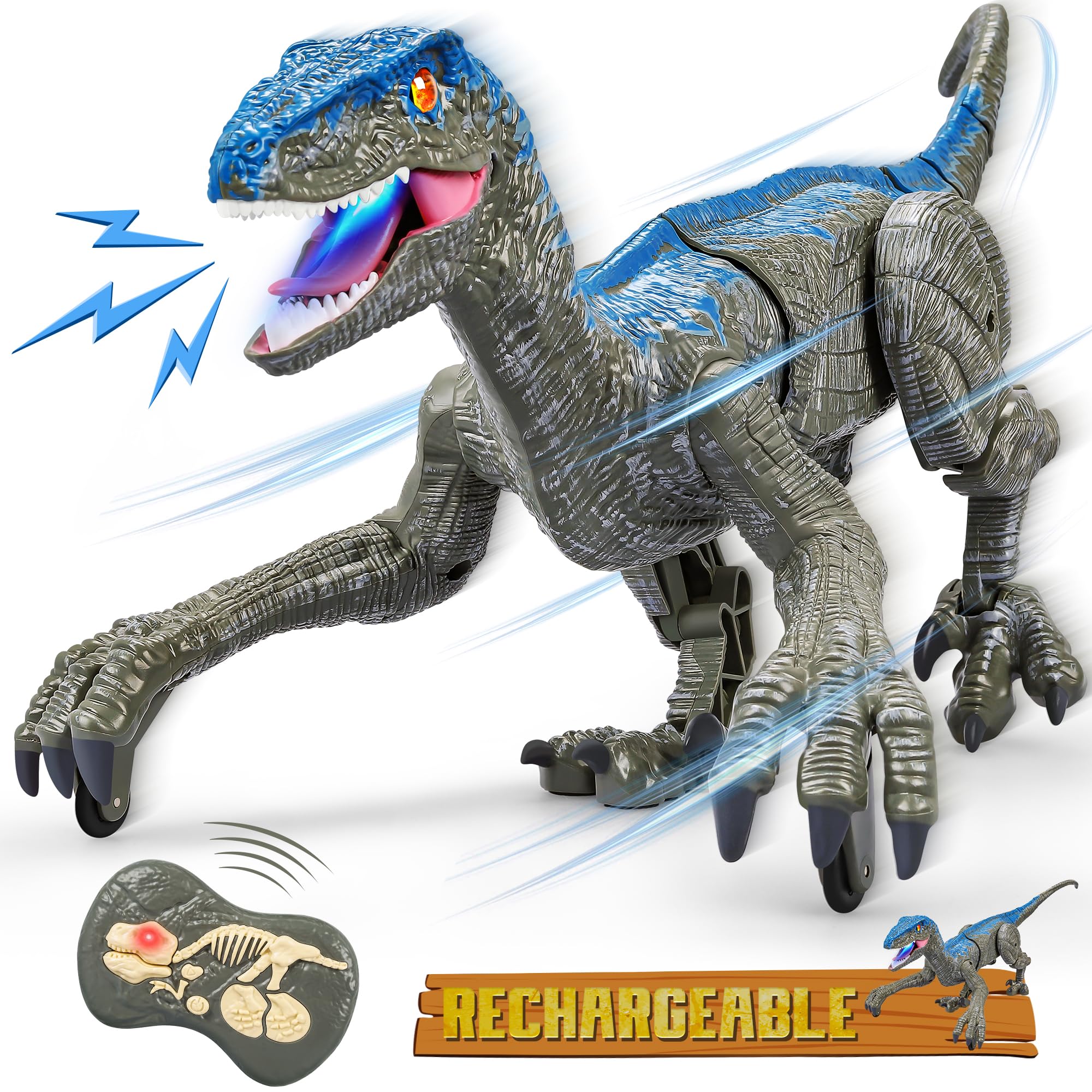 Venta Internacional - Dinosaurio Cuku Velociraptor A Control Remoto Con Ojo 3d Para Niños