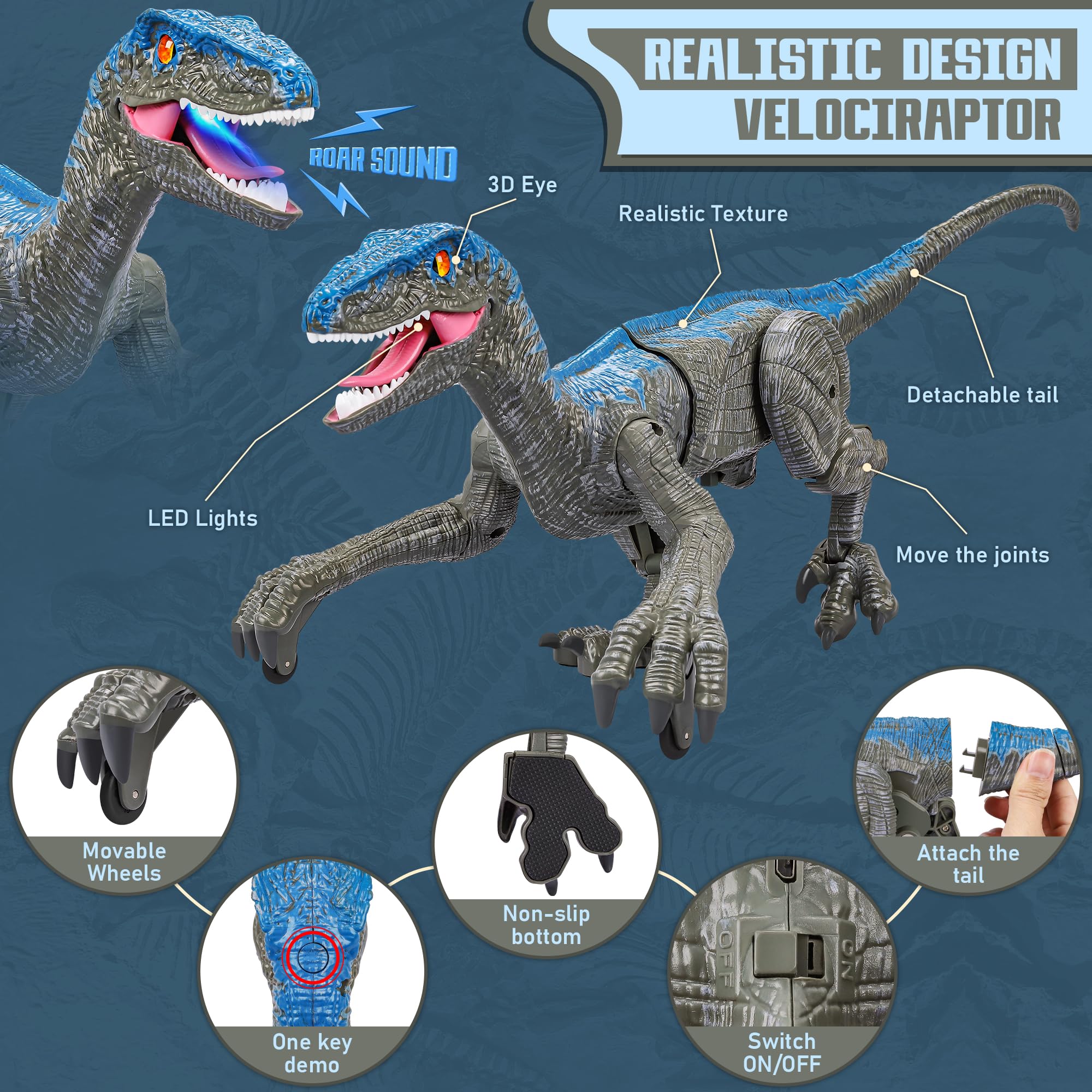 Foto 4 pulgar | Venta Internacional - Dinosaurio Cuku Velociraptor A Control Remoto Con Ojo 3d Para Niños