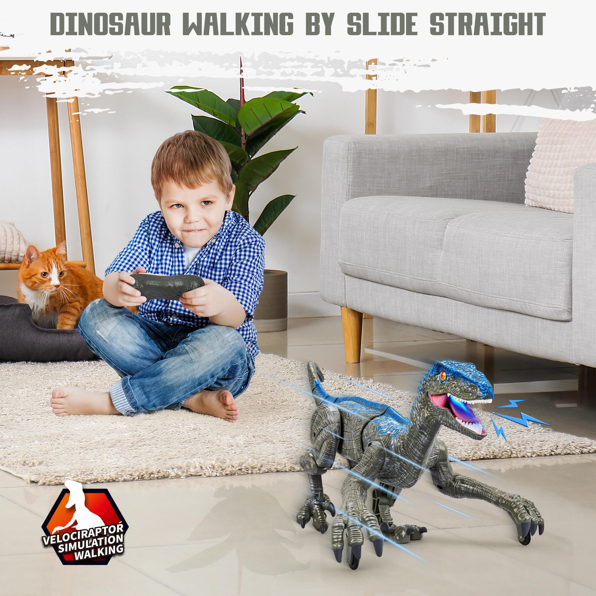 Foto 7 | Venta Internacional - Dinosaurio Cuku Velociraptor A Control Remoto Con Ojo 3d Para Niños