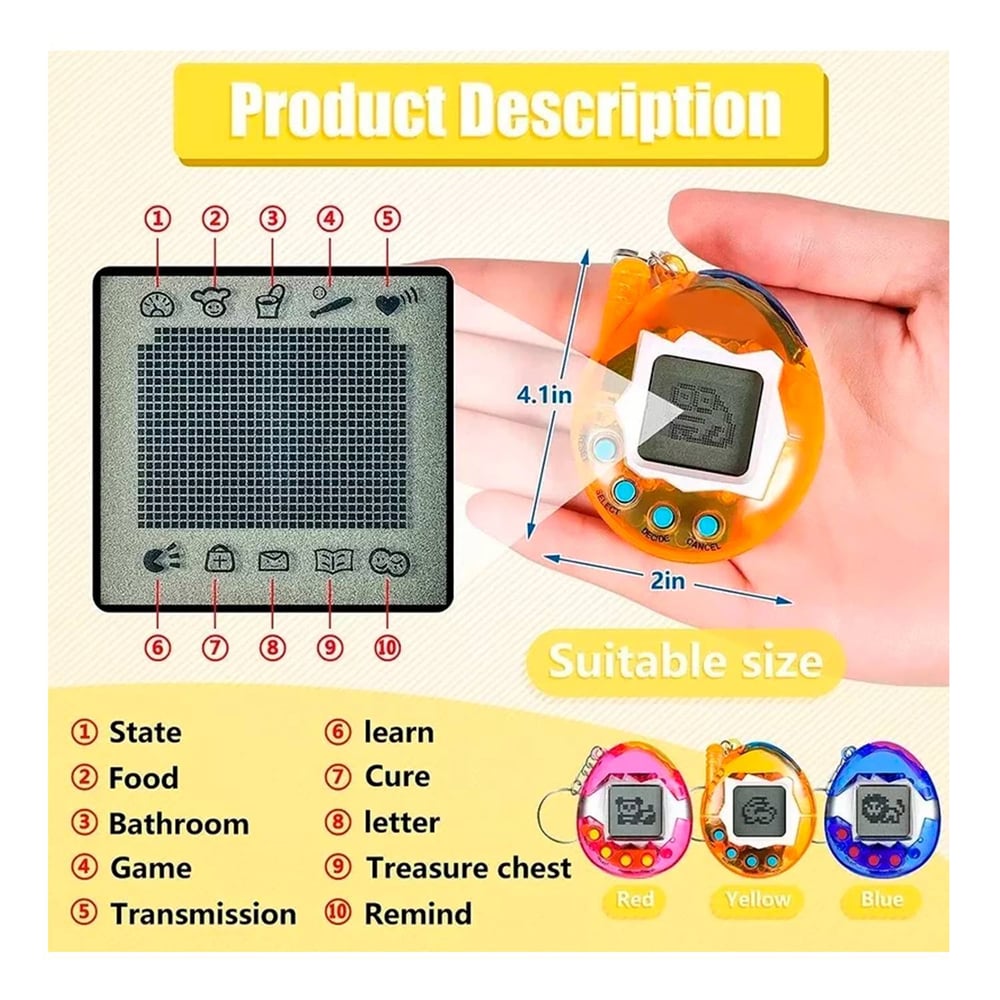 Foto 7 pulgar | Juego Virtual de Mascotas Tamagotchi Wit Red con Huevo Sorpresa - Venta Internacional