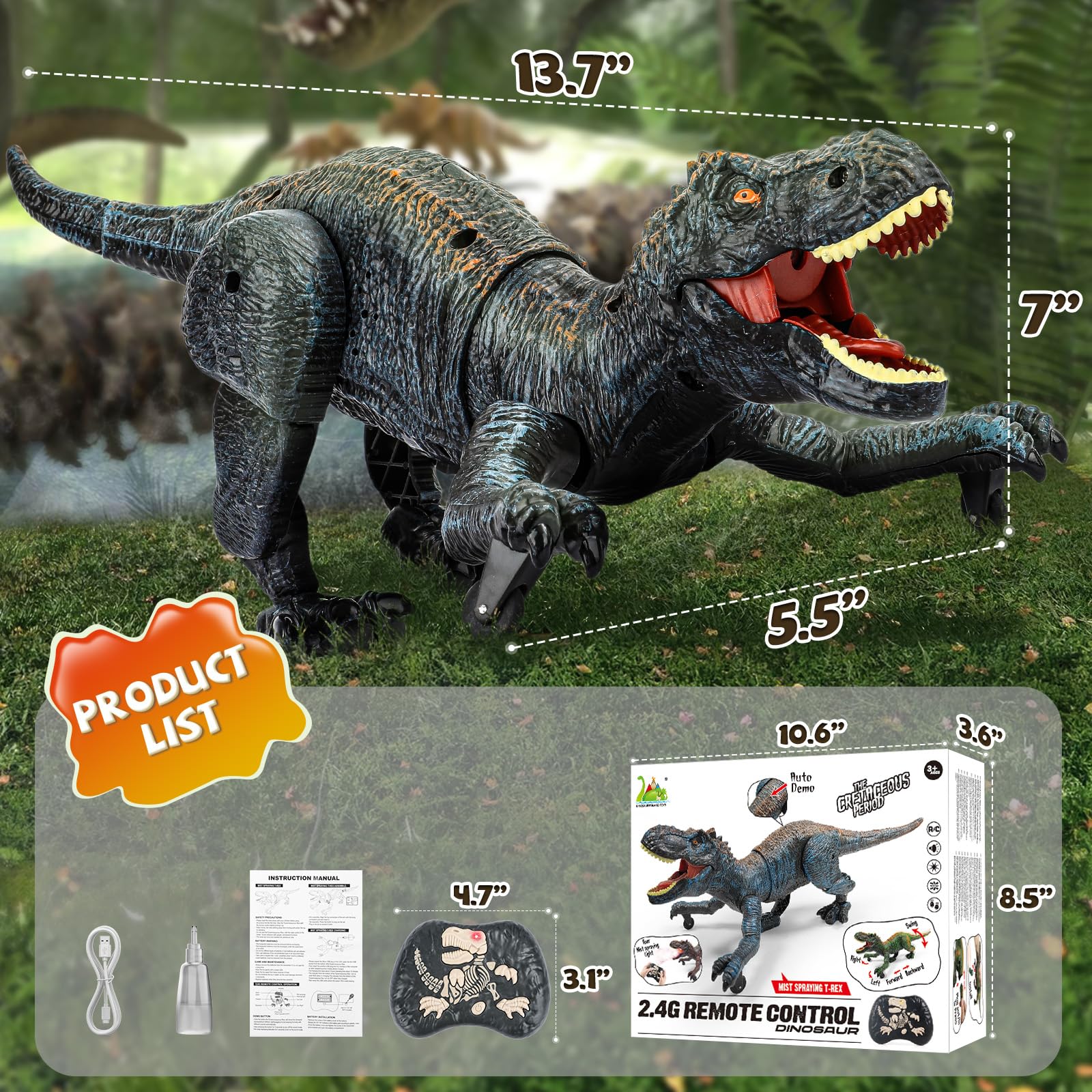 Foto 7 pulgar | Juguete De Dinosaurio Con Control Remoto Hot Bee T-rex Para Niños De 3 A 7 Años - Venta Internacional.