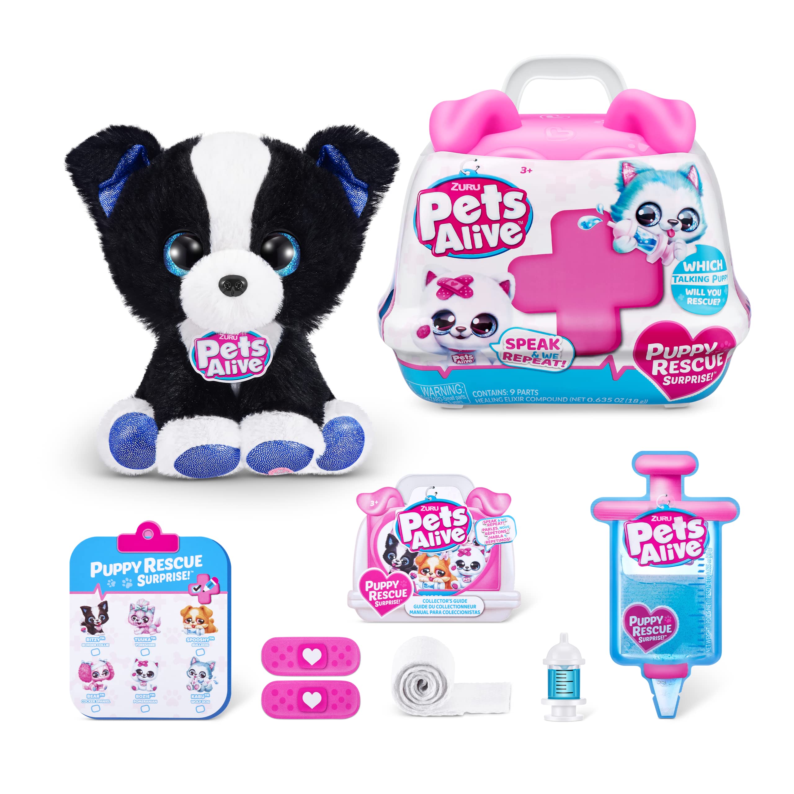 Peluche Zuru Surprise Puppy Pupush Border Collie Con Sonido - Venta Internacional.