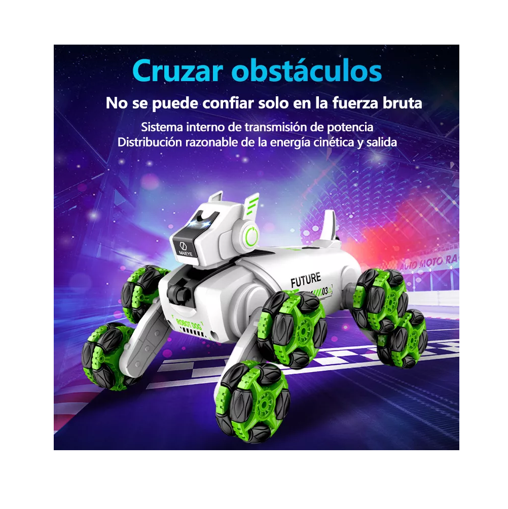 Foto 3 pulgar | Perro de Juguete Inteligente de Control Remoto White Eight-wheel Stunt Mechanical