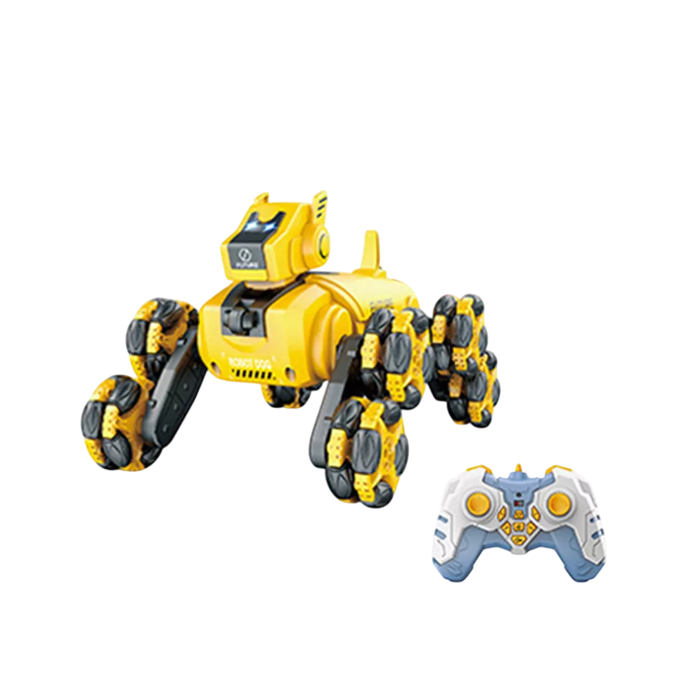 Perro de Juguete Inteligente de Control Remoto Yellow Eight-wheel Stunt Mechanical D