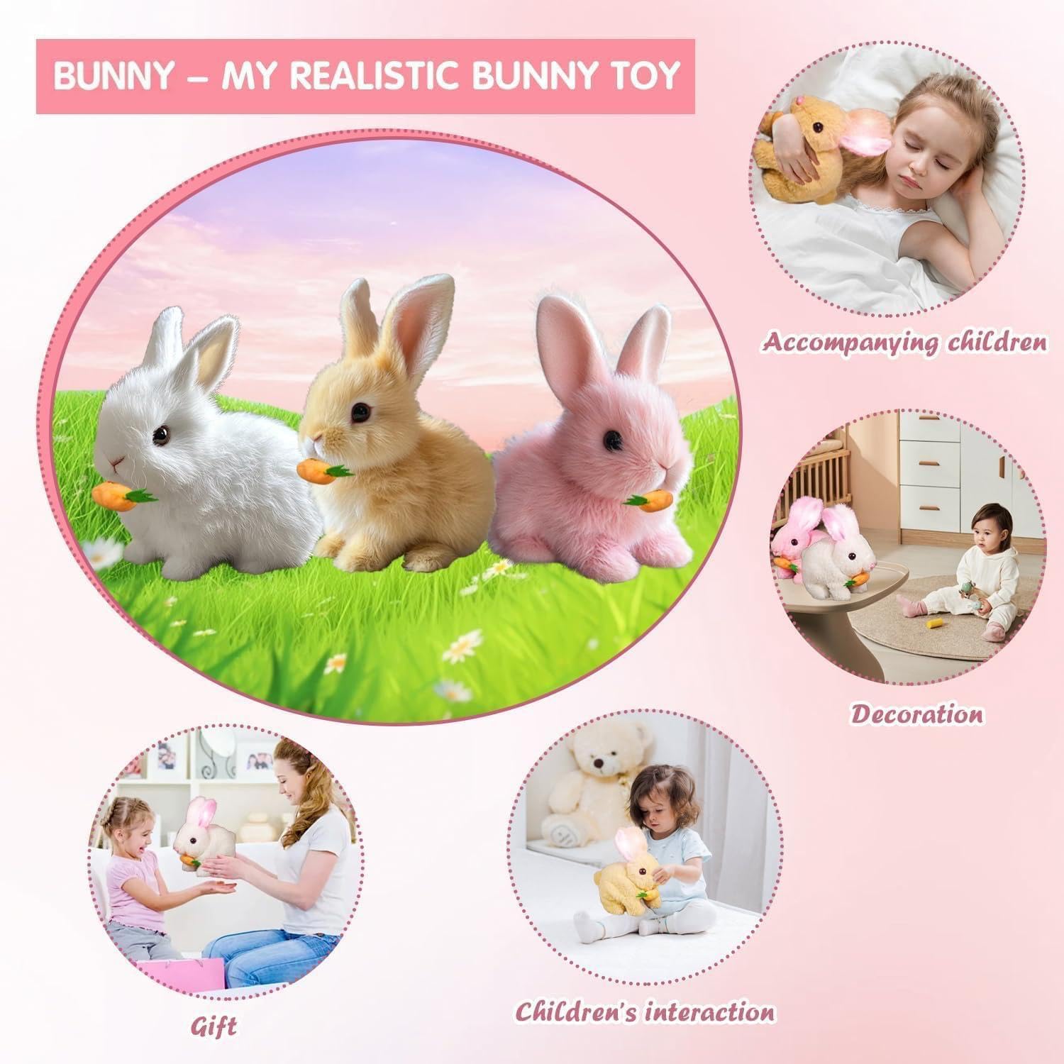 Foto 2 | Salto Interactivo Toy Rabbit My Realistic Rabbit, Rosa Y Marrón - Venta Internacional.