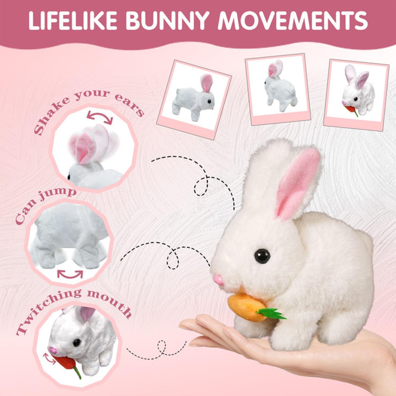 Foto 4 | Salto Interactivo Toy Rabbit My Realistic Rabbit, Rosa Y Marrón - Venta Internacional.