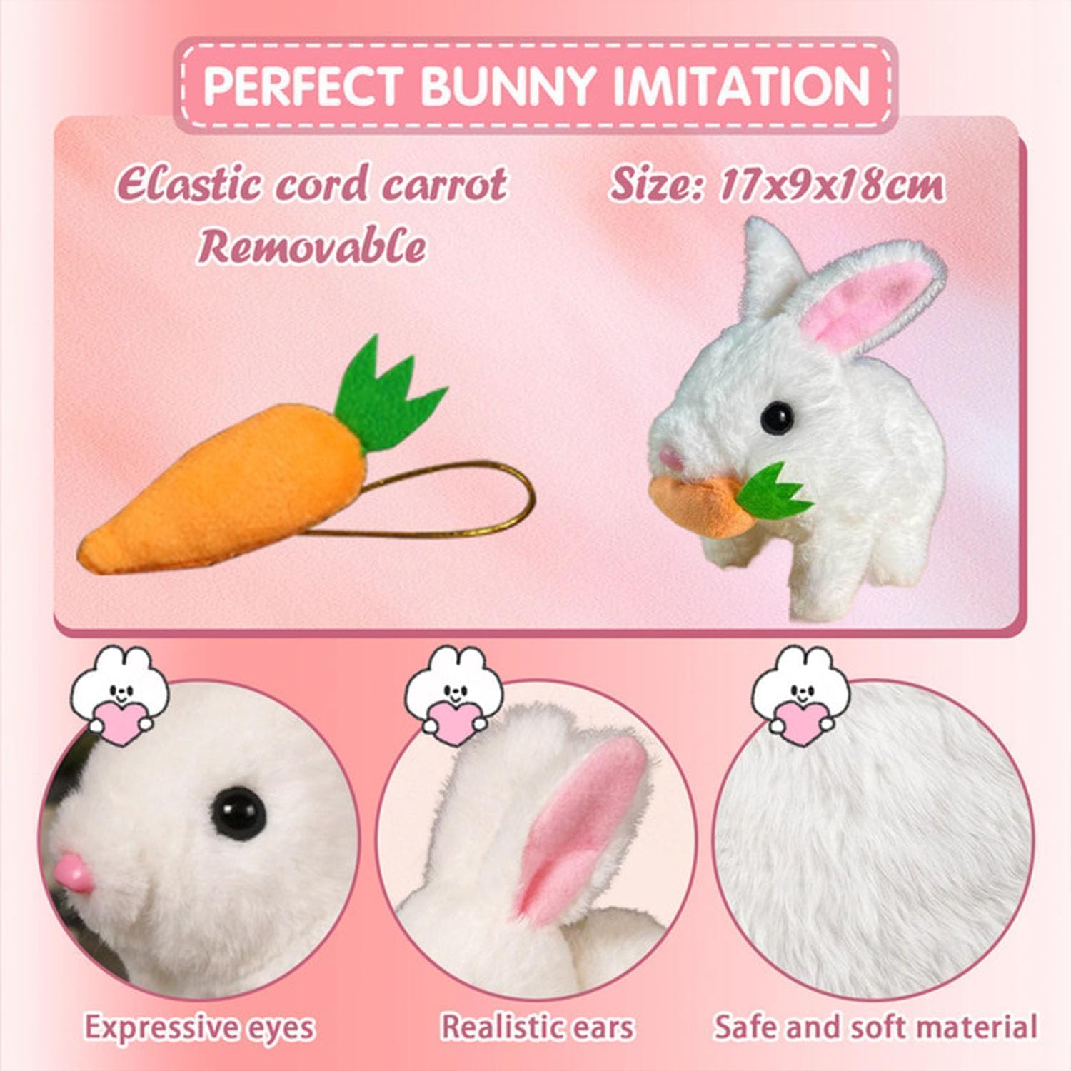 Foto 5 | Salto Interactivo Toy Rabbit My Realistic Rabbit, Rosa Y Marrón - Venta Internacional.