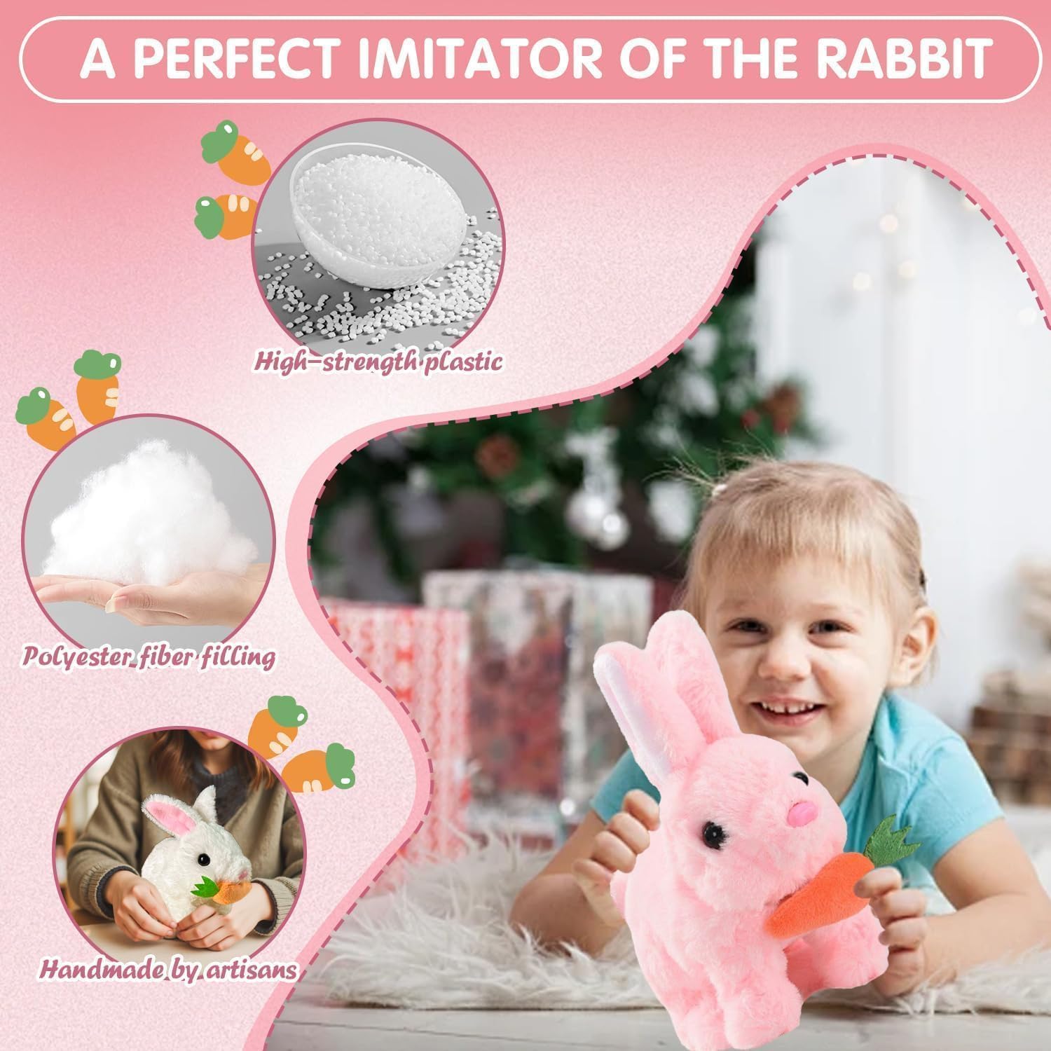 Foto 6 | Salto Interactivo Toy Rabbit My Realistic Rabbit, Rosa Y Marrón - Venta Internacional.