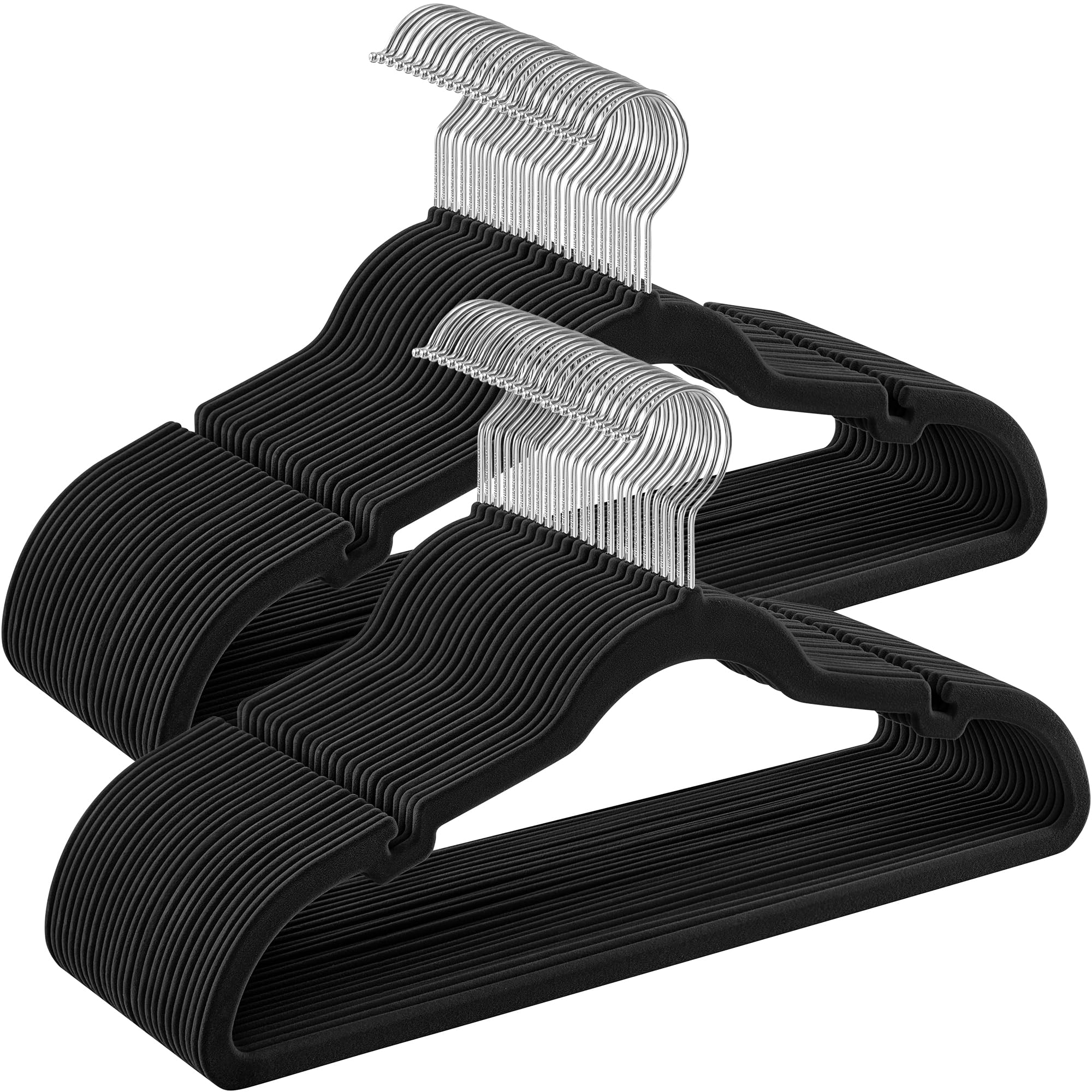 Songmics 50 Perchas De Terciopelo, Antideslizantes, Ranuras, Barra Para Pantalones, Gancho 360°, 0.6 Cm Grosor, 43