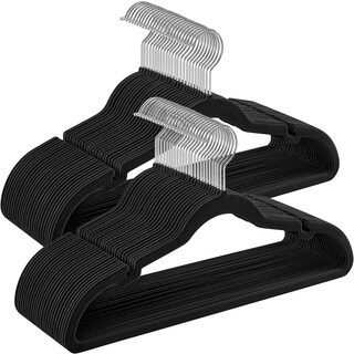 Foto 1 | Songmics 50 Perchas De Terciopelo, Antideslizantes, Ranuras, Barra Para Pantalones, Gancho 360°, 0.6 Cm Grosor, 43