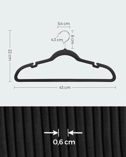Foto 5 | Songmics 50 Perchas De Terciopelo, Antideslizantes, Ranuras, Barra Para Pantalones, Gancho 360°, 0.6 Cm Grosor, 43