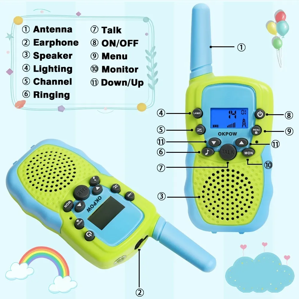 Foto 3 pulgar | Dos Radio Walkie Talkie Malubero color Vede con Azul con Rango para Niños