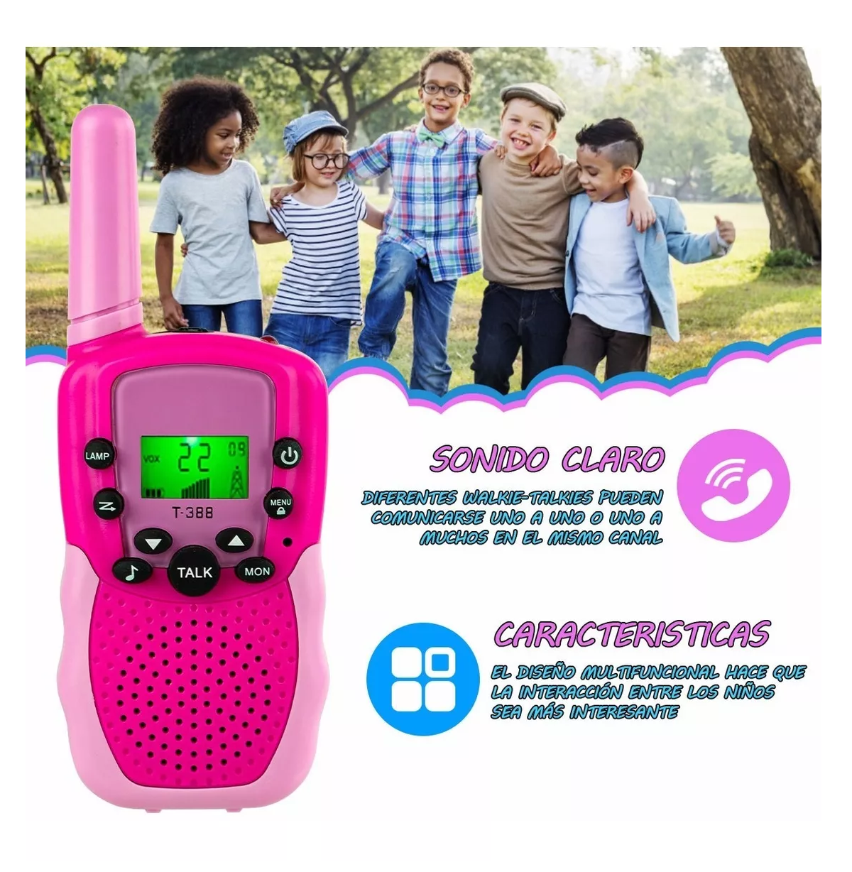 Foto 4 pulgar | Walkie Talkie Infantil Belug con 22 Canales Vox de 3 Km 3 Piezas