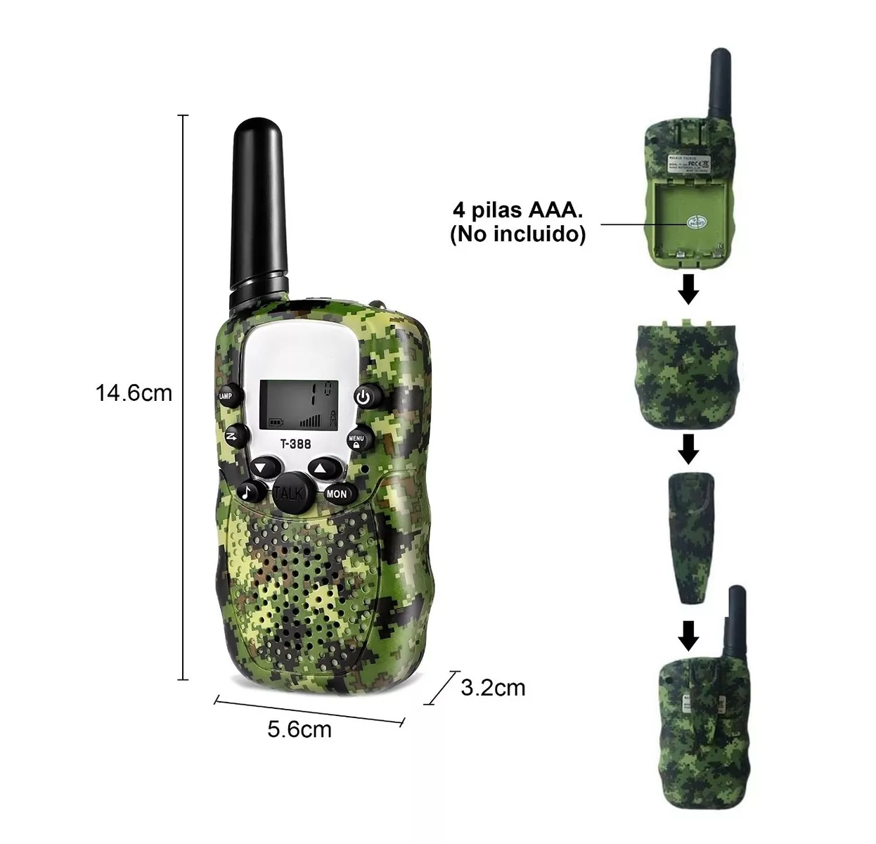 Foto 5 pulgar | Walkie Talkie BELUG con 8 Canales Vox de 3 Millas Verde Camuflaje 2 Piezas