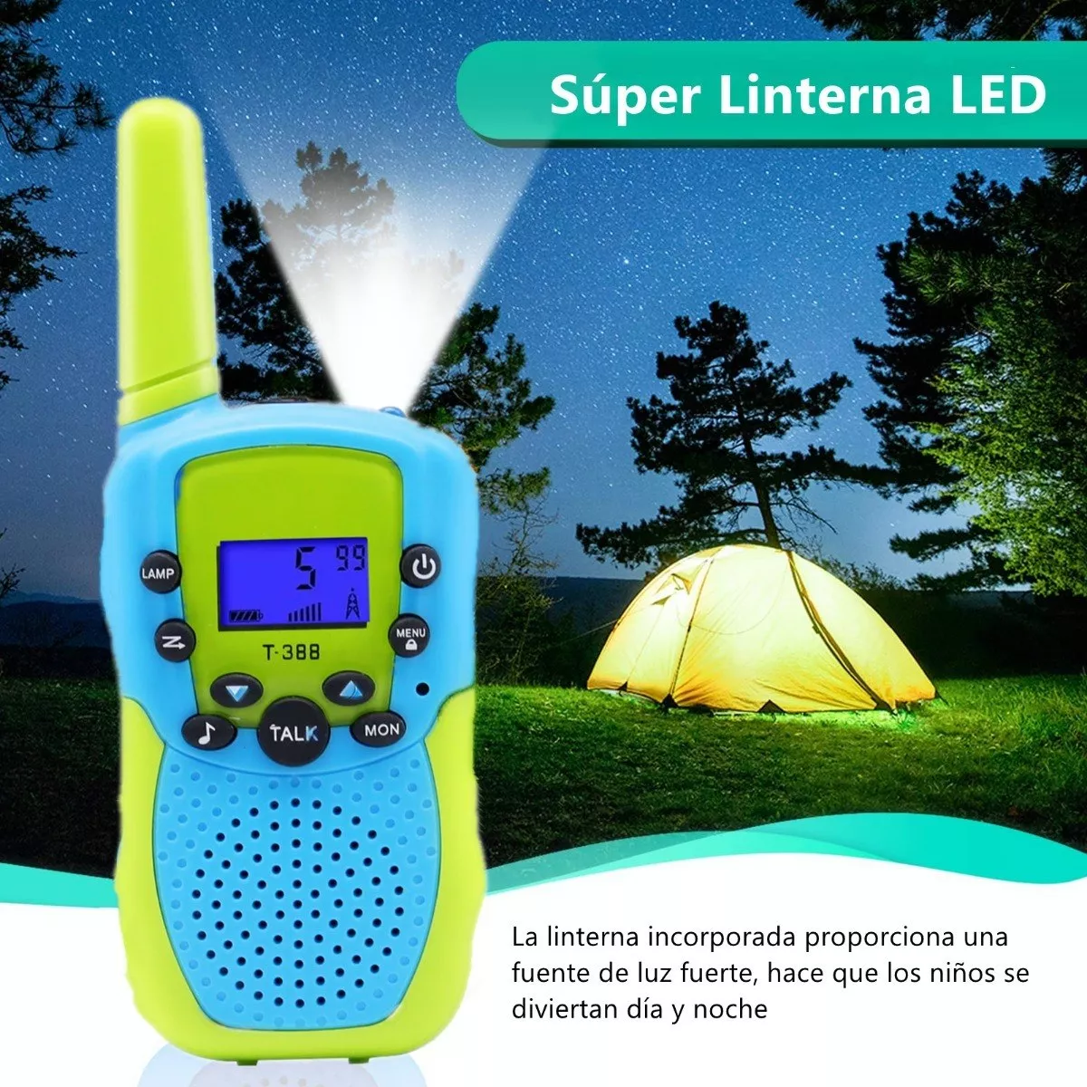 Foto 3 | Set Radios Walkie Talkies Con 22 Canale 3 Millas 2 Pcs  Eo Safe Imports Esi-10956 Multicolor Para Niño