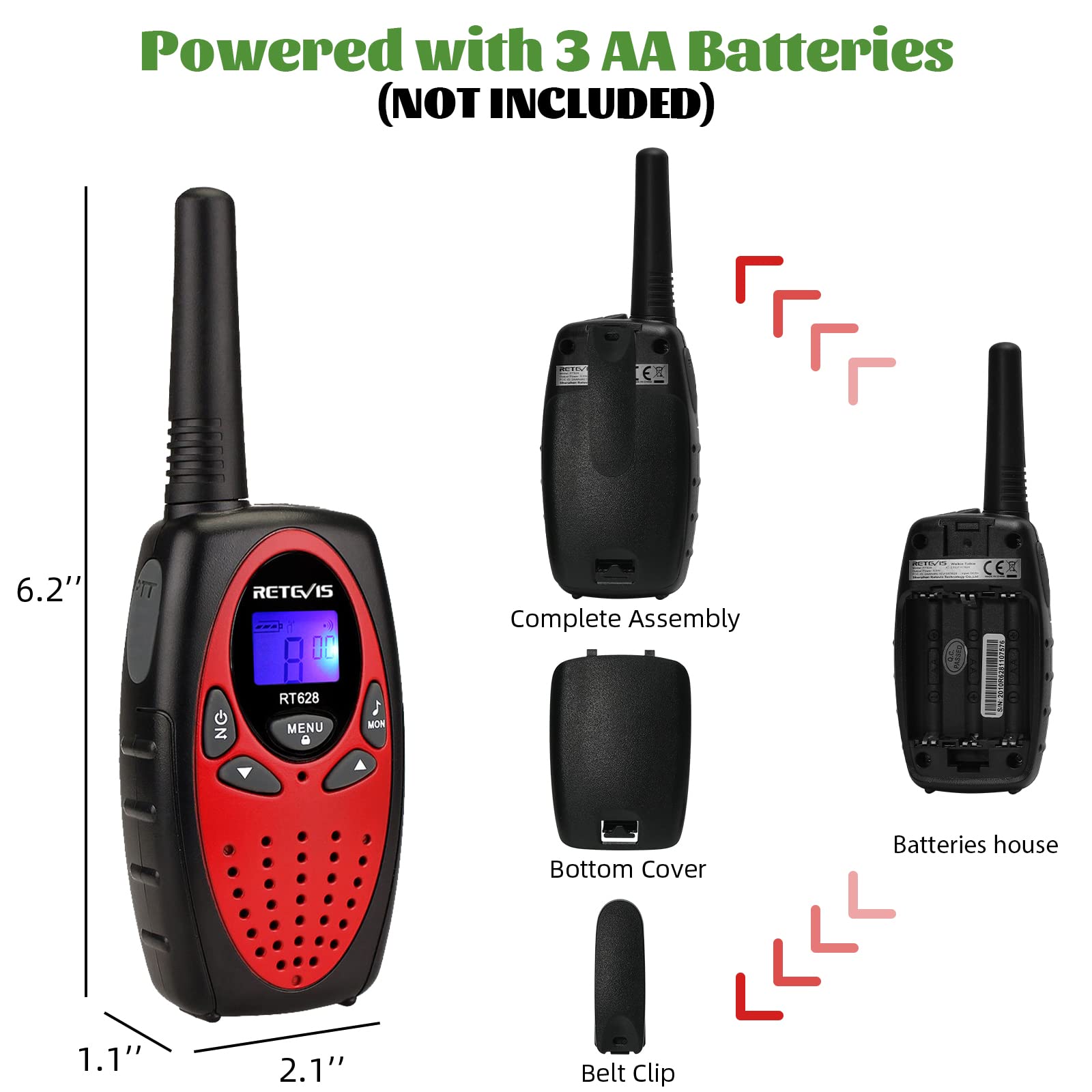 Foto 6 pulgar | Venta Internacional - Walkie Talkies Retevis Rt628 Para Niños De 3 A 14 Años, 22 Canales