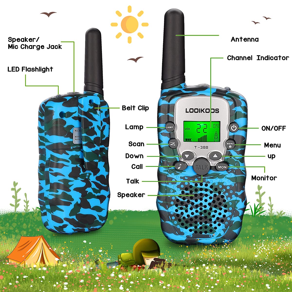 Foto 3 pulgar | Venta Internacional - Walkie Talkies Looikoos De 3 Km De Largo Alcance Para Niños, Paquete De 3