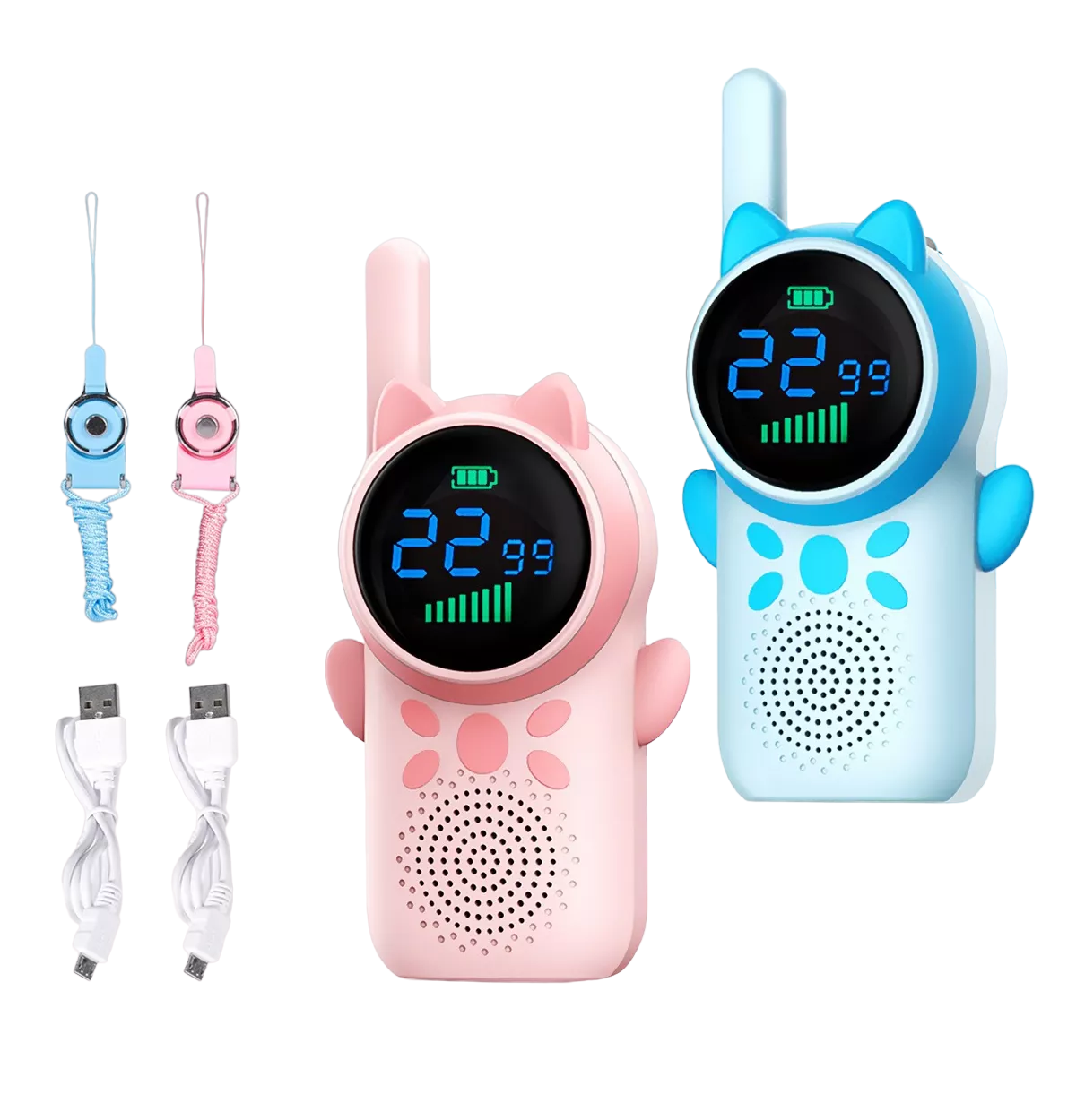 Radios Walkie Talkies Pantalla A Color 2 Piezas Azul/rosa