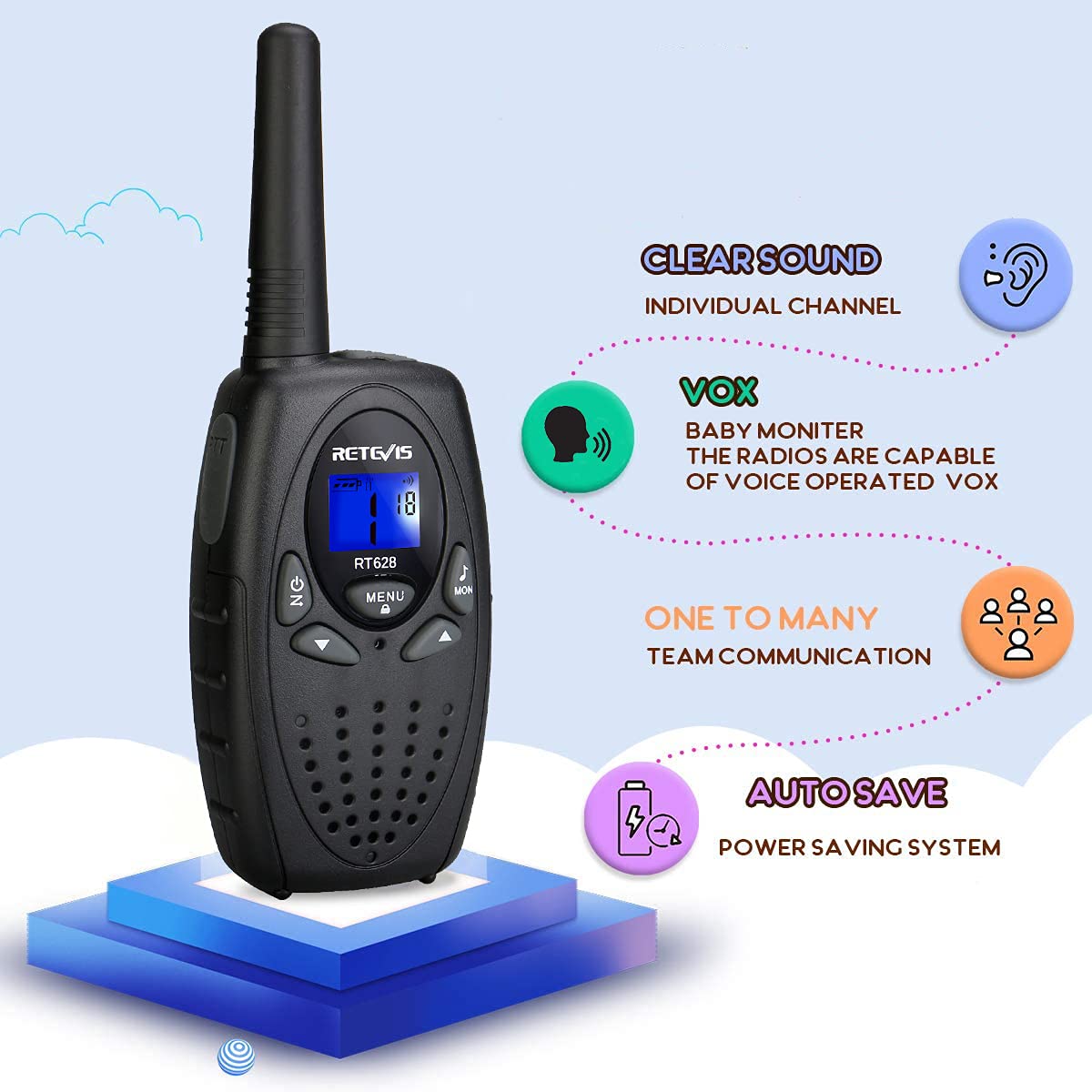 Foto 3 pulgar | Walkie Talkies Retevis Rt628 Para Niños De 6 A 12 Años (negro) - Venta Internacional.