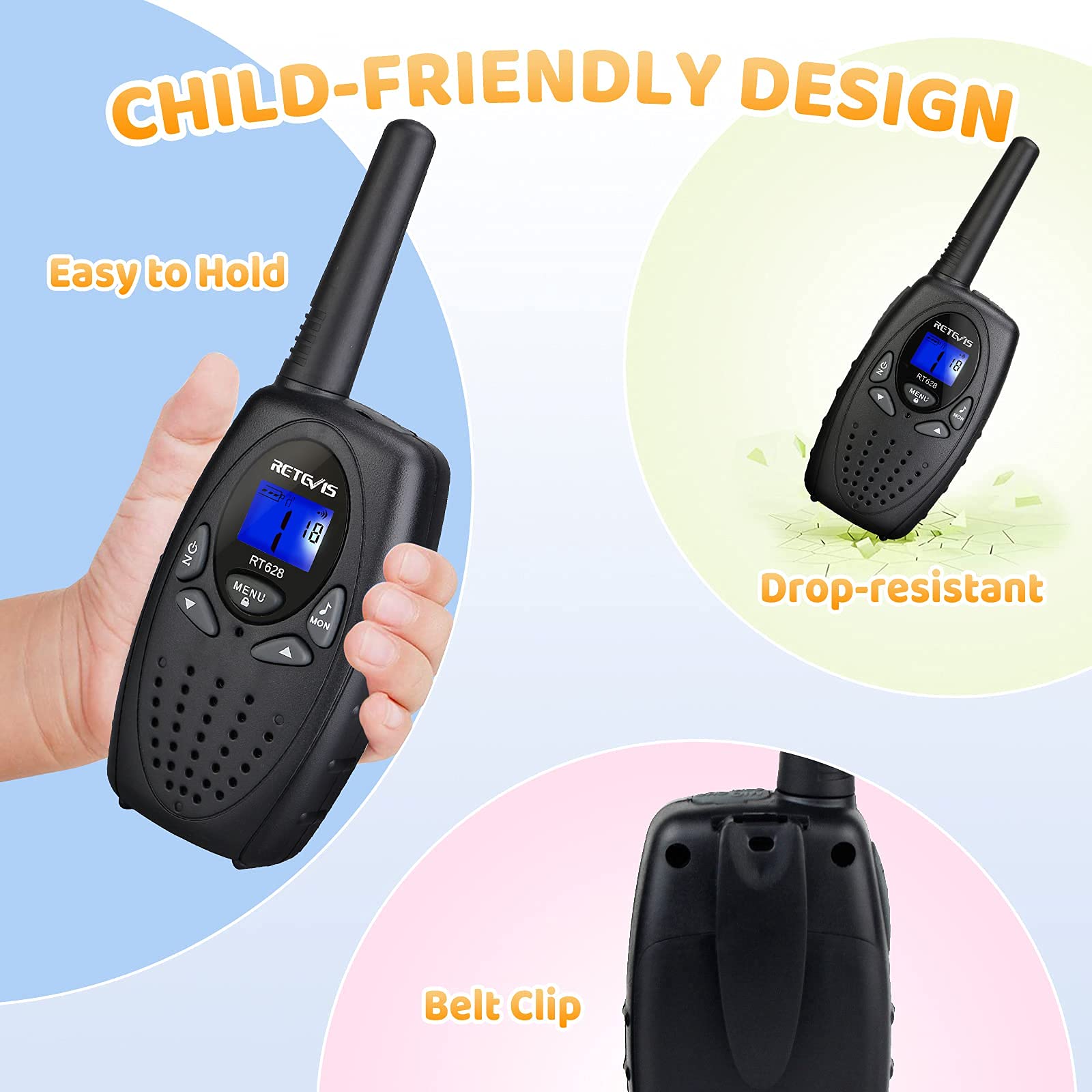 Foto 5 pulgar | Walkie Talkies Retevis Rt628 Para Niños De 6 A 12 Años (negro) - Venta Internacional.