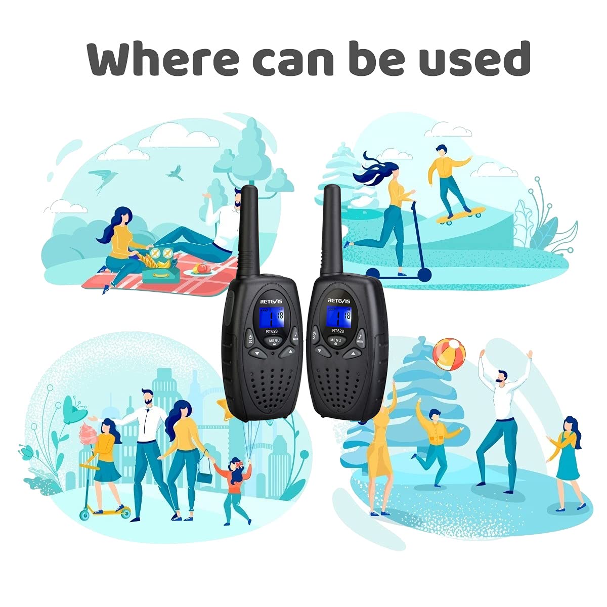 Foto 7 pulgar | Walkie Talkies Retevis Rt628 Para Niños De 6 A 12 Años (negro) - Venta Internacional.