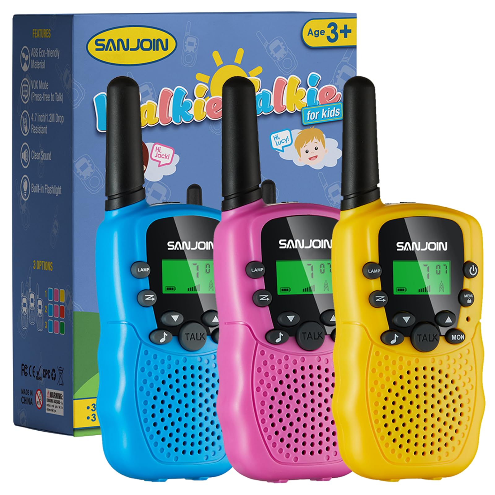 Foto 2 pulgar | Walkie Talkie Sanjoin Para Niños De 3 Millas De Largo Alcance, Paquete De 3 - Venta Internacional.